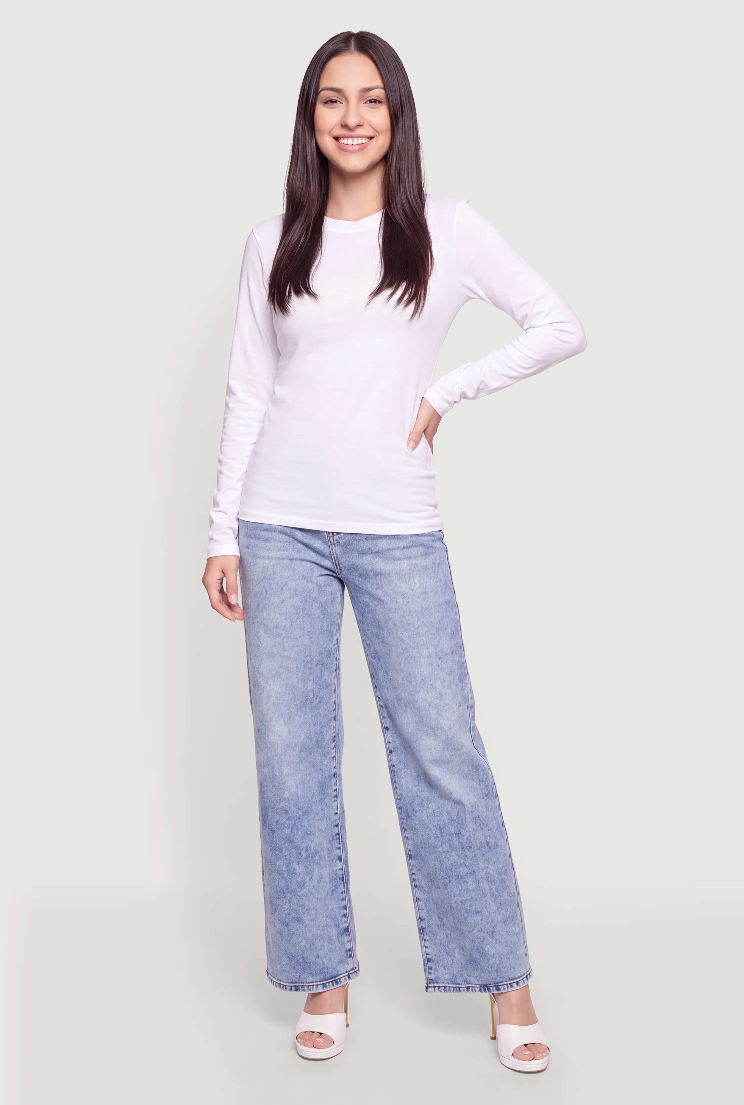 WAX Mid Rise Stretch Wide Leg Jeans