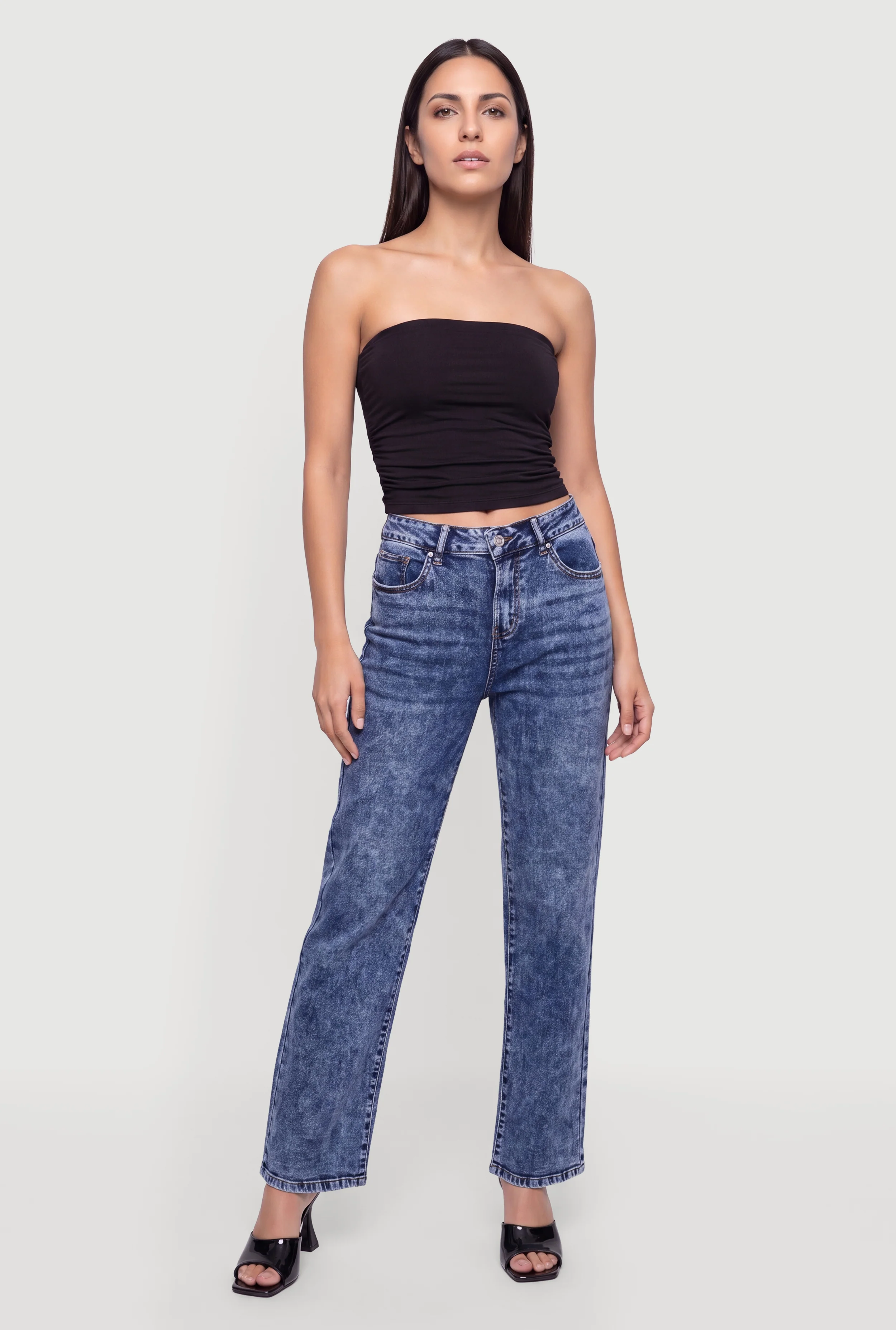 WAX Mid Rise Stretch Wide Leg Jeans