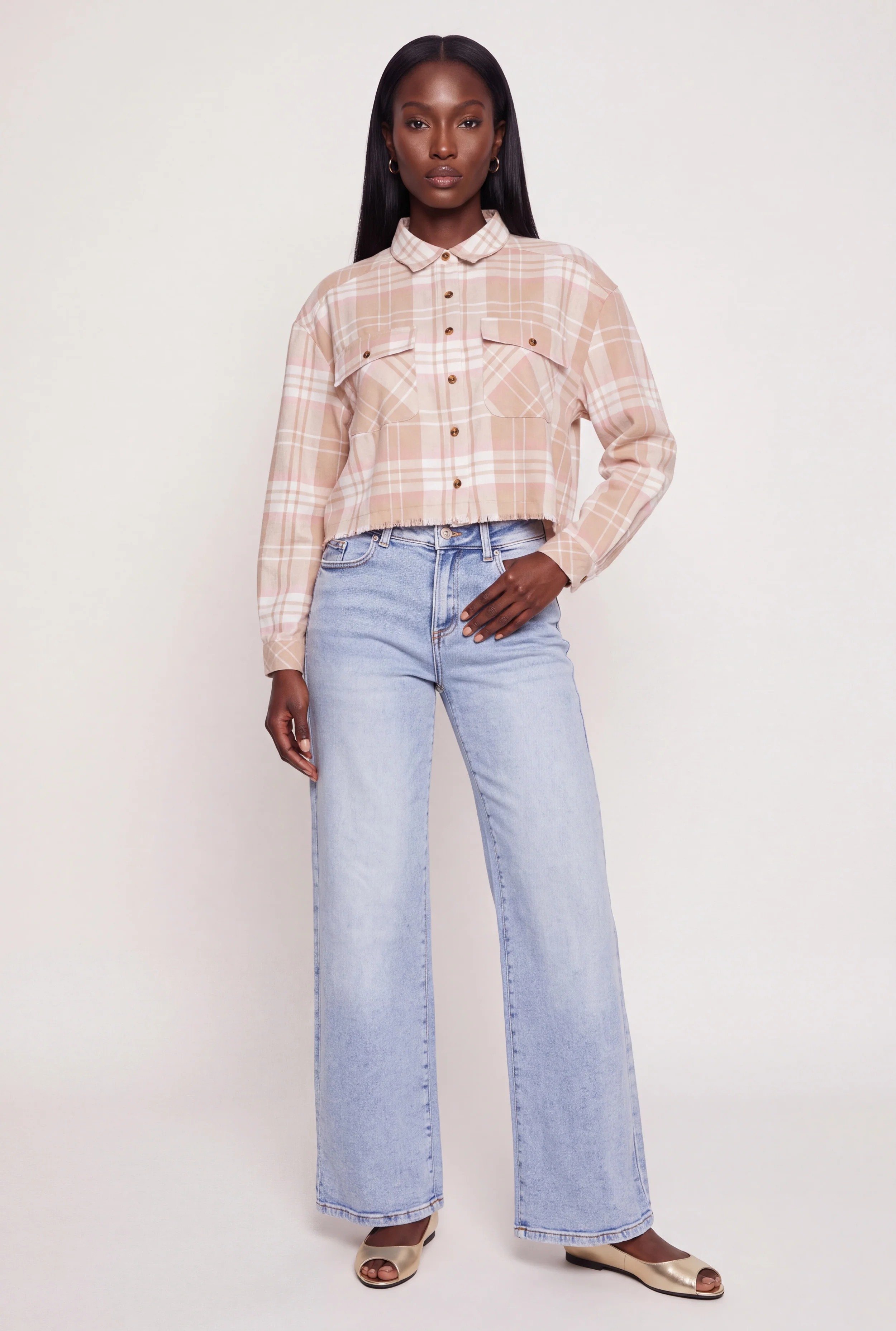 WAX Fitted Wide Leg Jeans