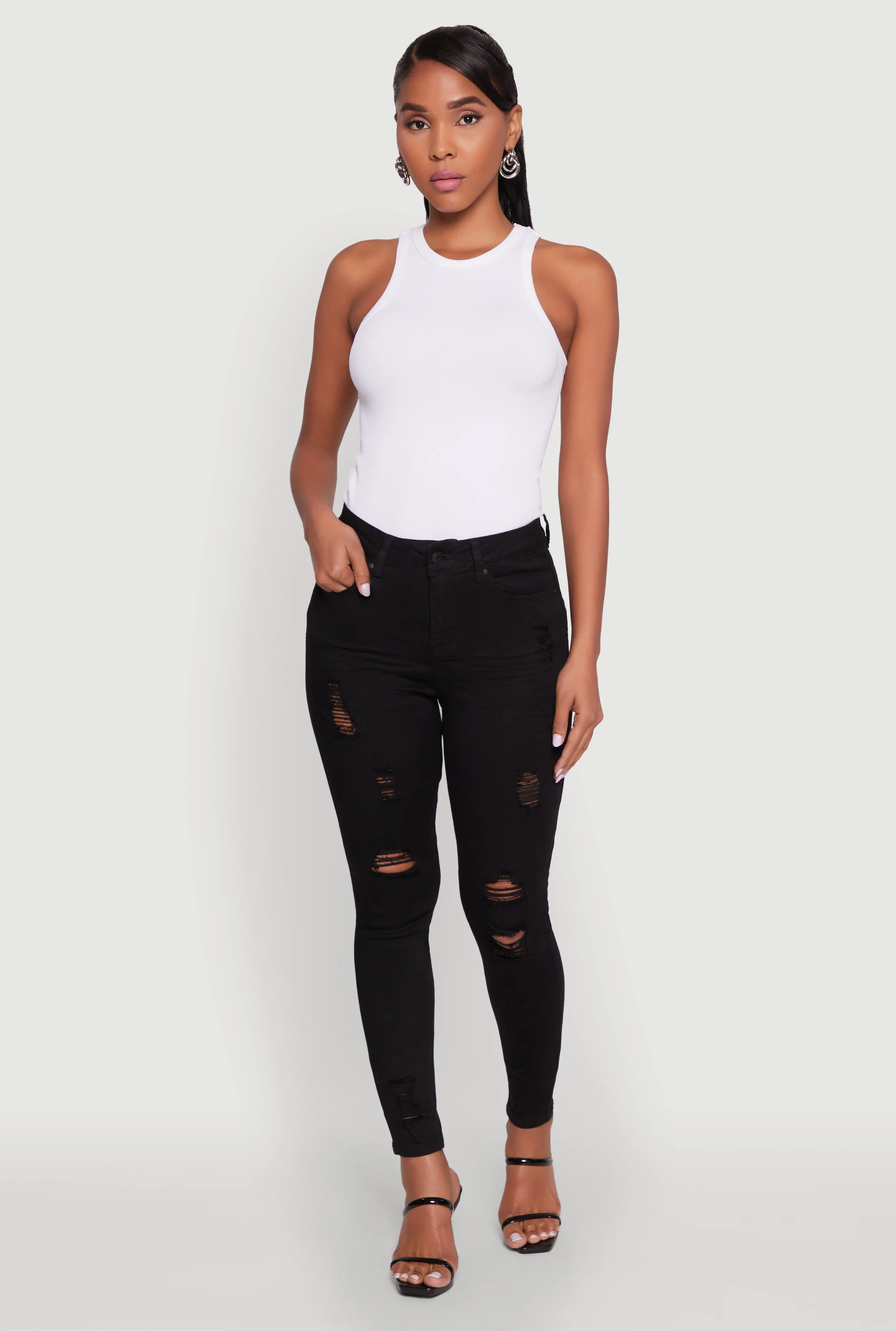 WAX Distressed Frayed Skinny Jeans