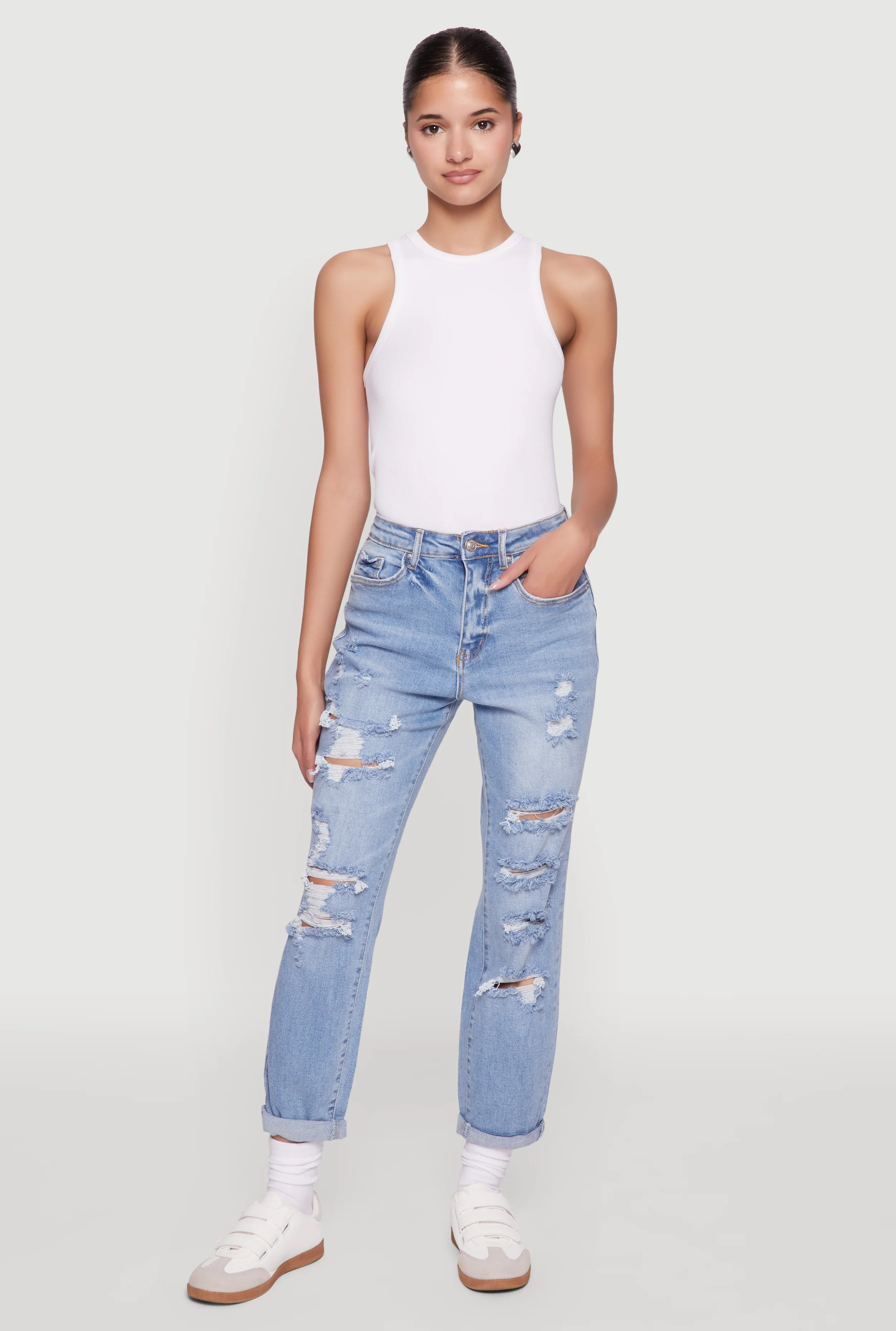 WAX Distressed Boyfriend Jeans