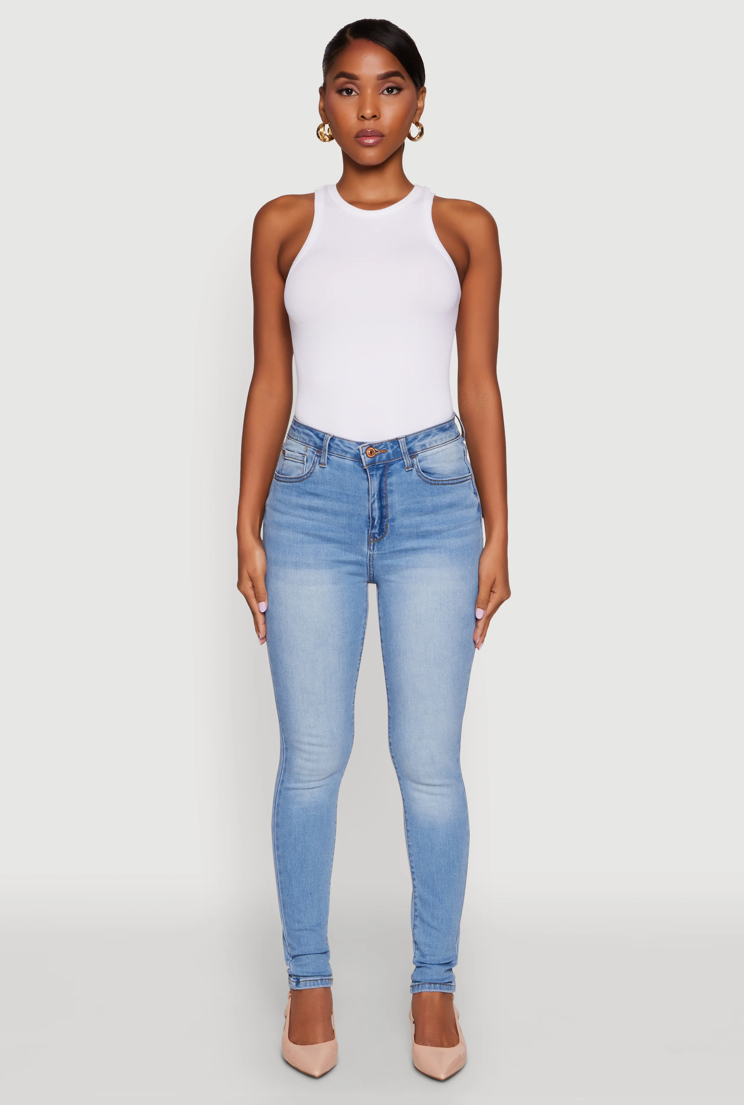 WAX Whiskered Rolled Cuff Skinny Jeans