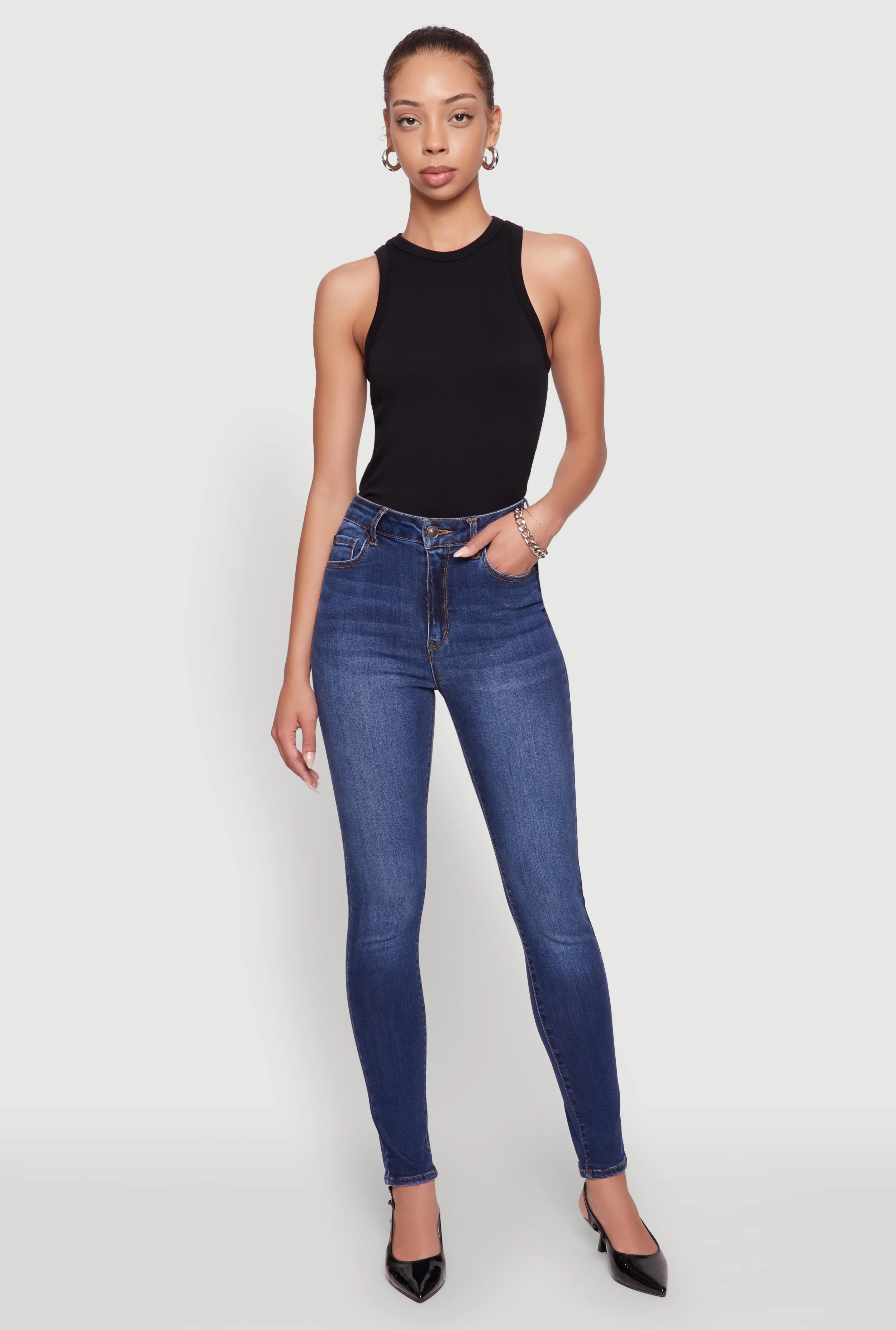 WAX Whiskered Rolled Cuff Skinny Jeans