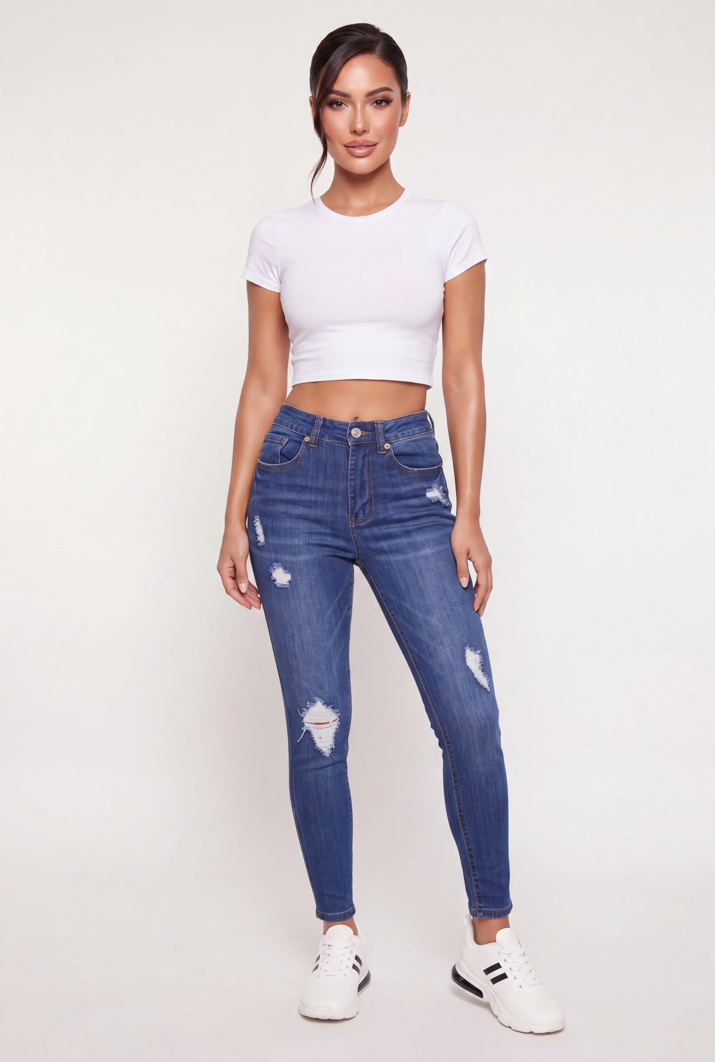 Distressed High Waisted Skinny Jeans