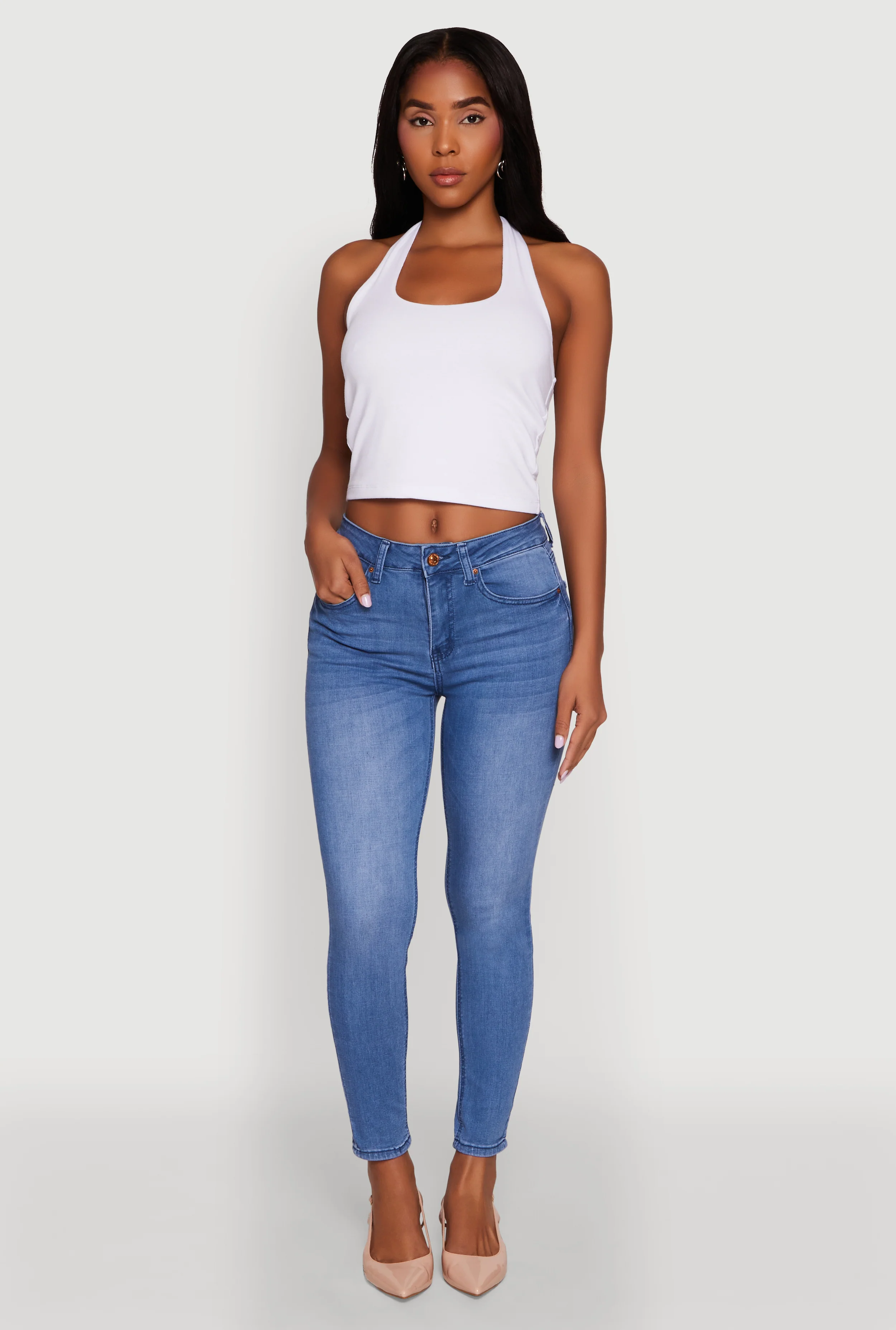 WAX Stretch High Waisted Skinny Ankle Jeans