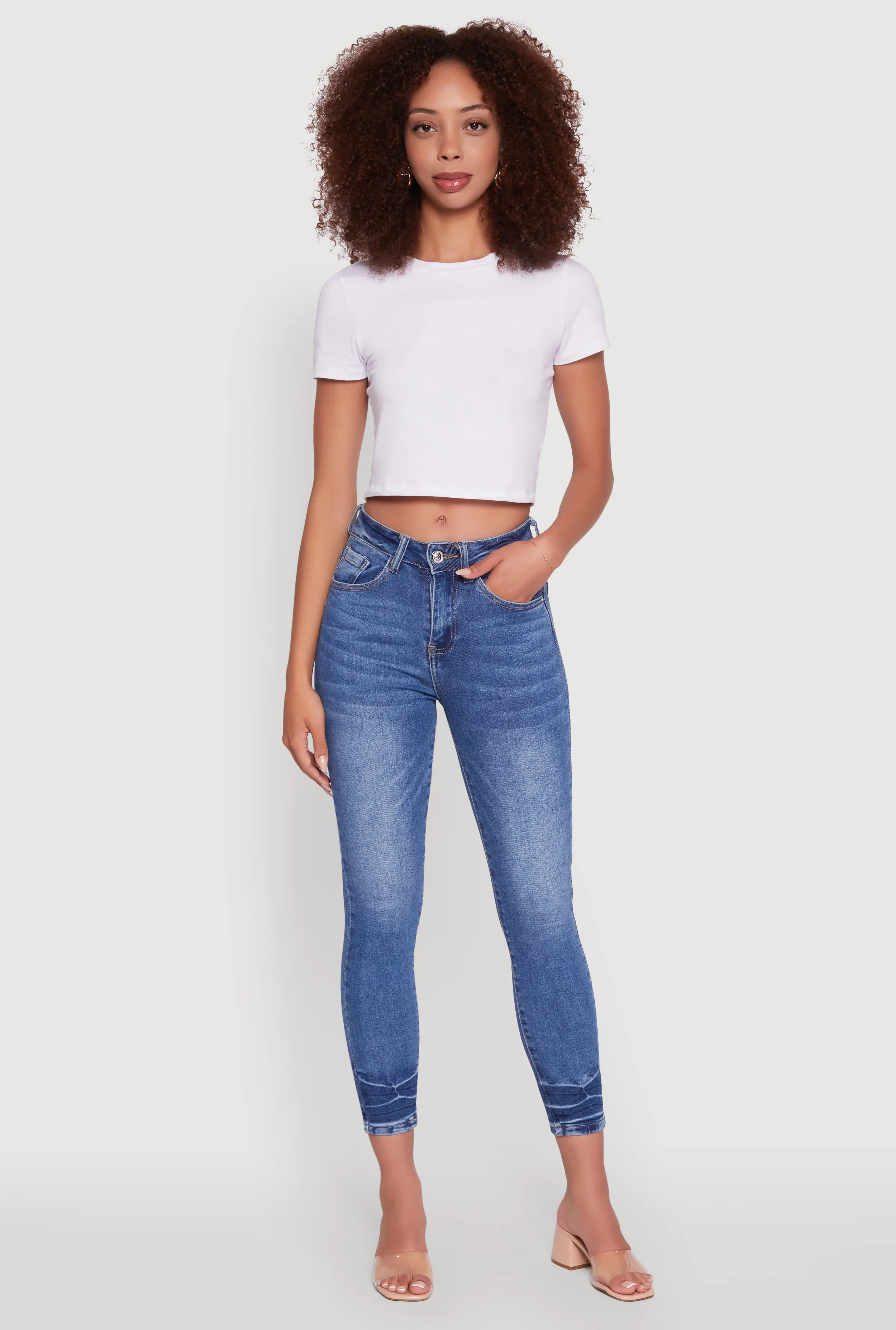 WAX Crinkle Hem Whiskered Skinny Jeans
