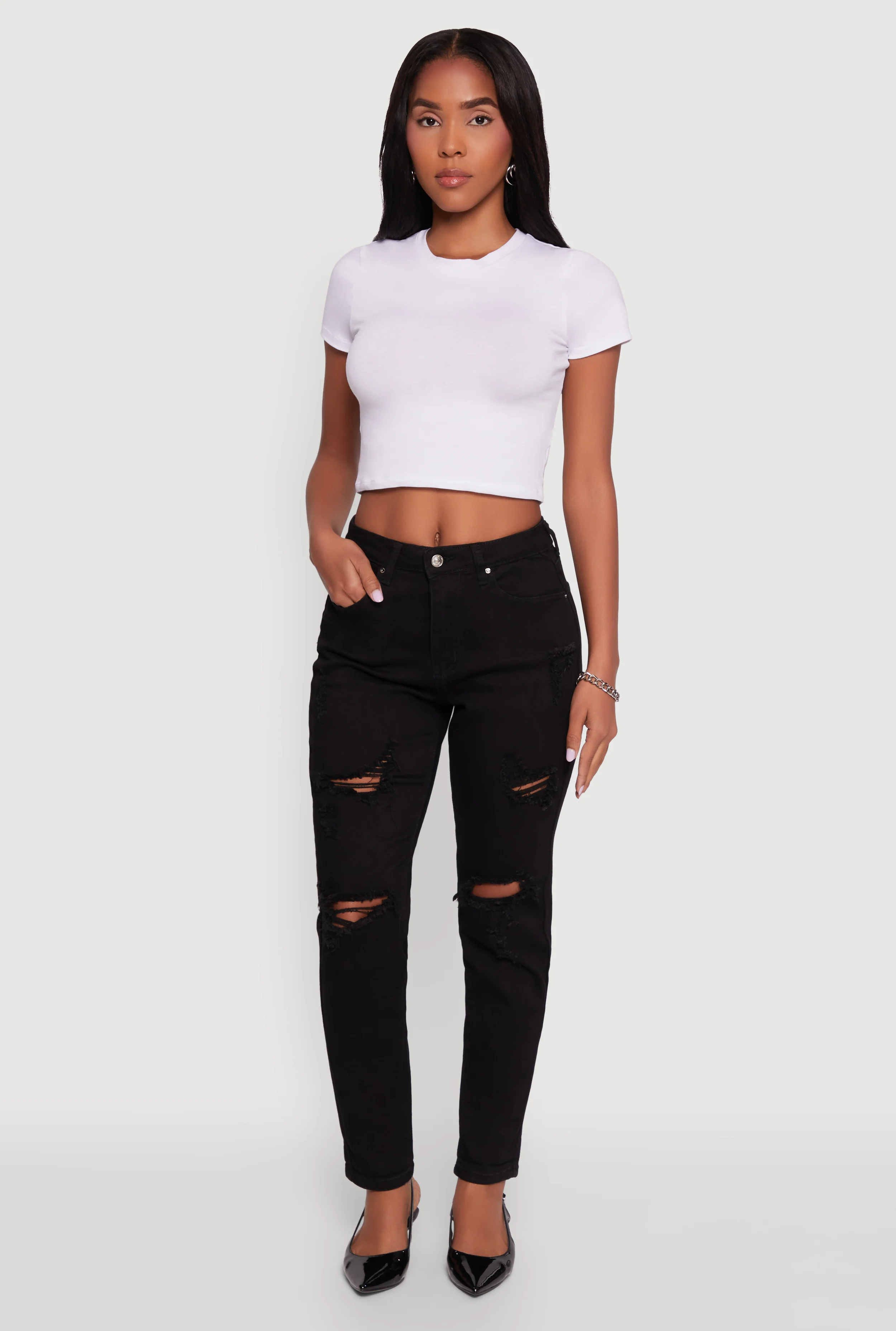 WAX Distressed Stretch Slim Leg Jeans