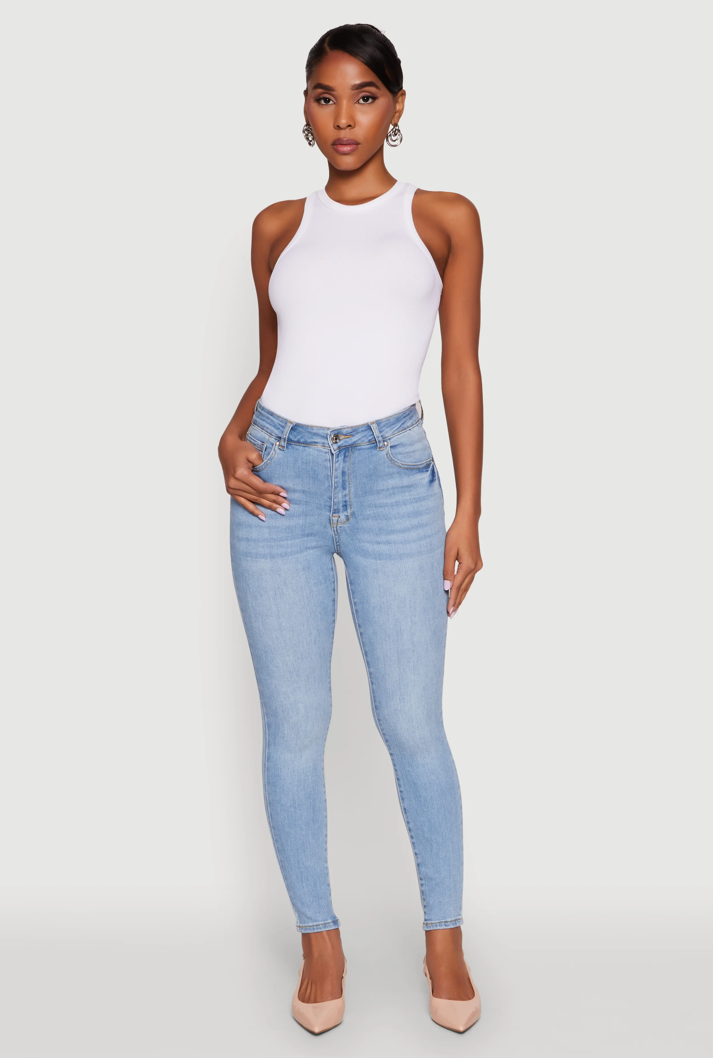 WAX High Rise Solid Cropped Skinny Jeans