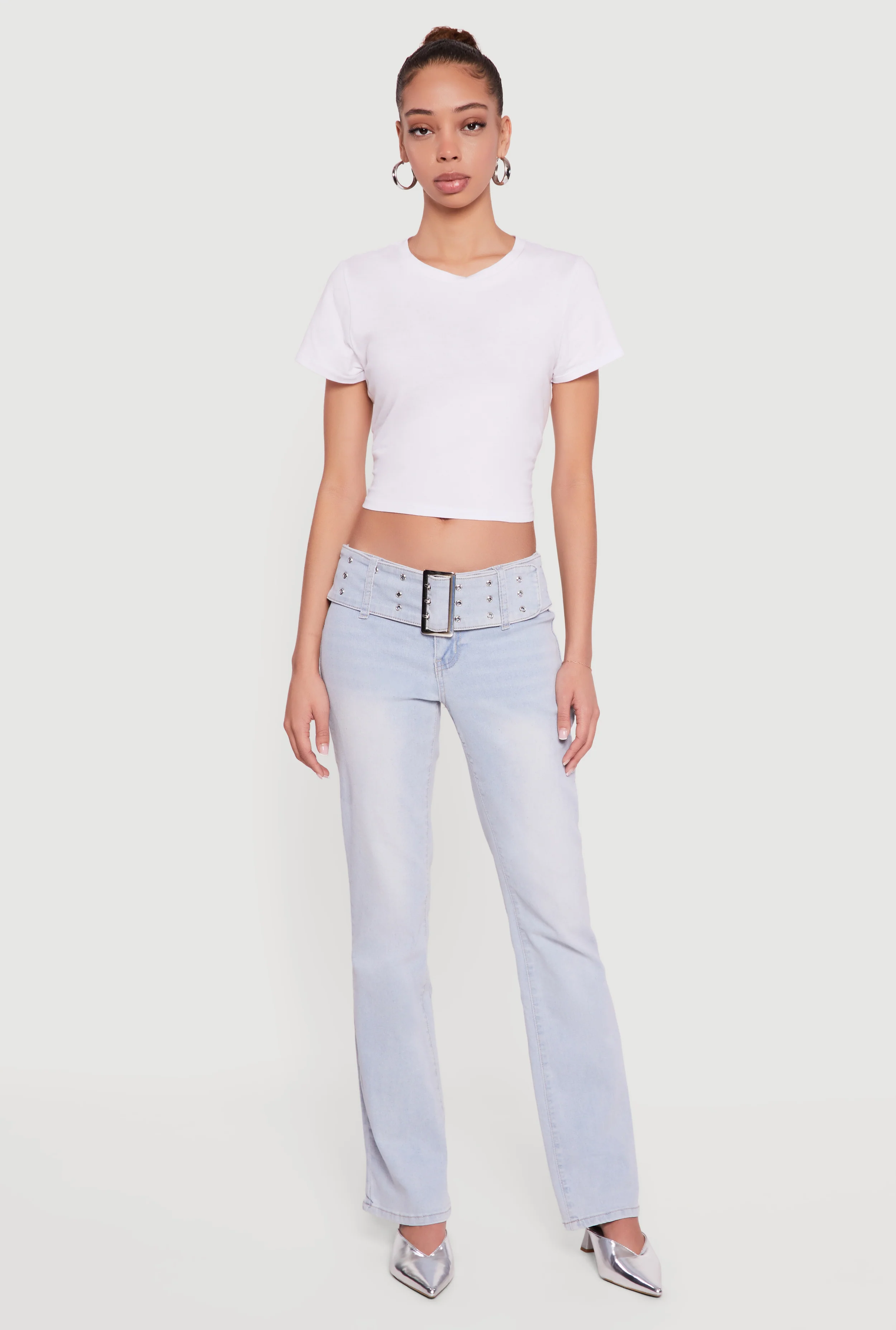 Almost Famous Belted Front Bootcut Jeans