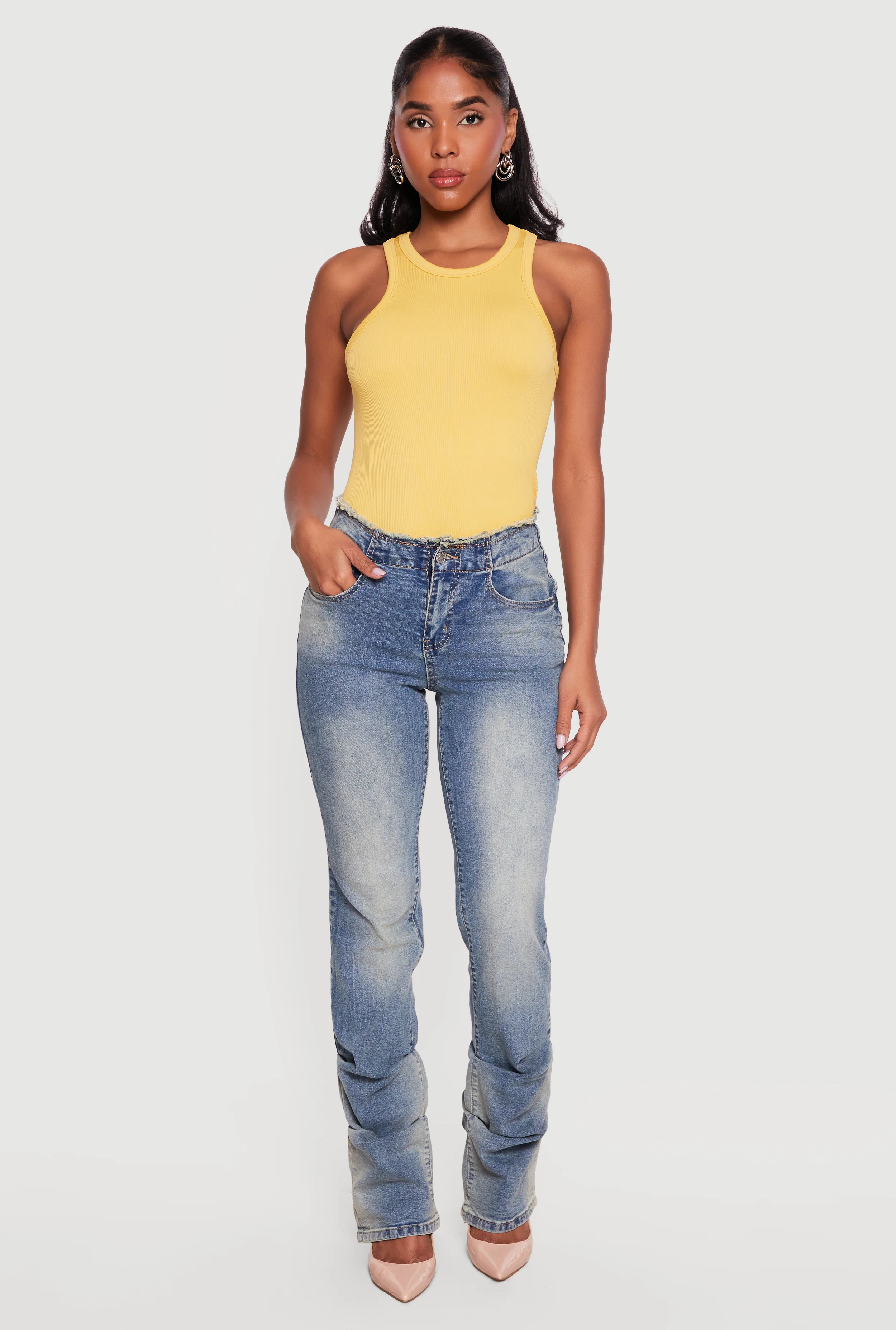 Almost Famous Frayed Stacked Bootcut Jeans