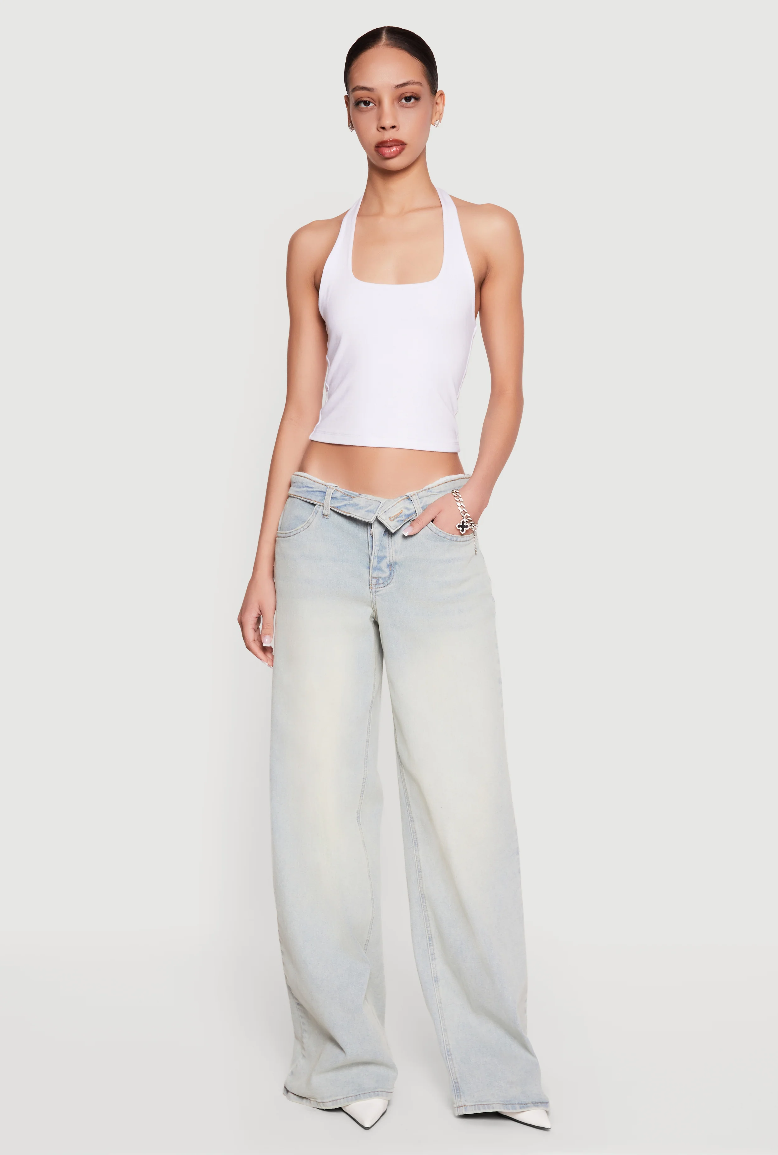 Almost Famous Fold Over Waist Baggy Jeans