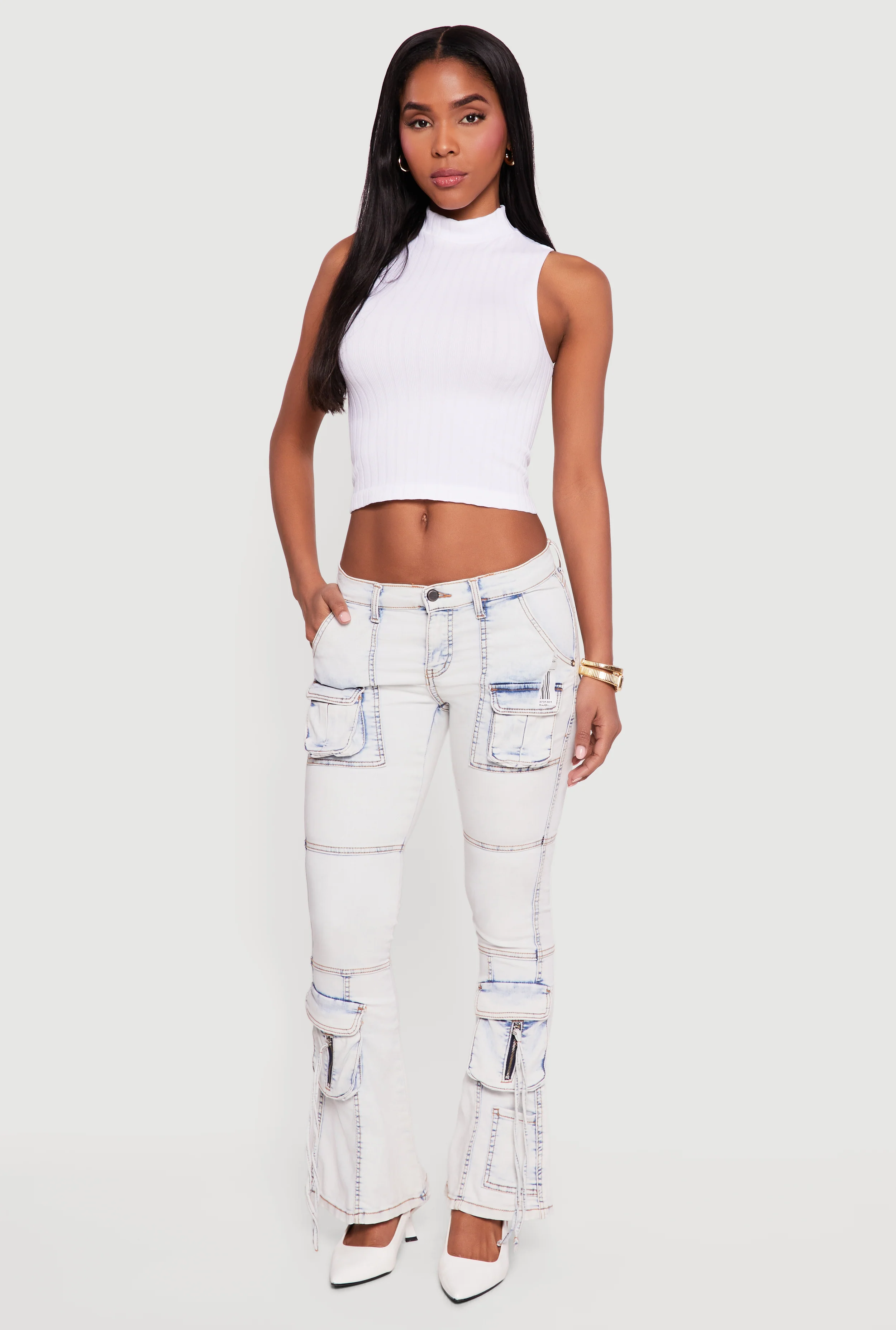 Flare Leg Cargo Jeans