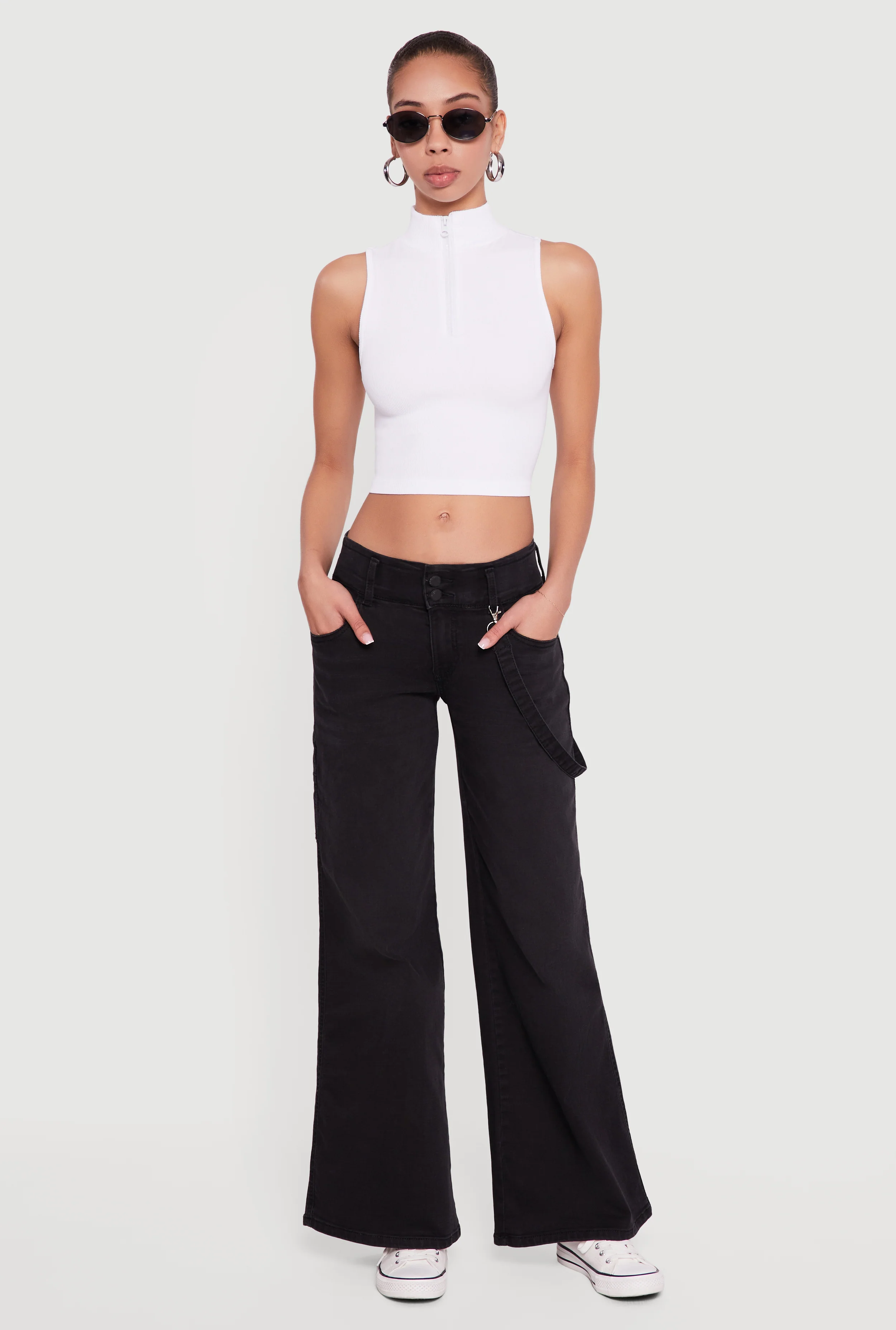 Strap Detail Flare Leg Jeans