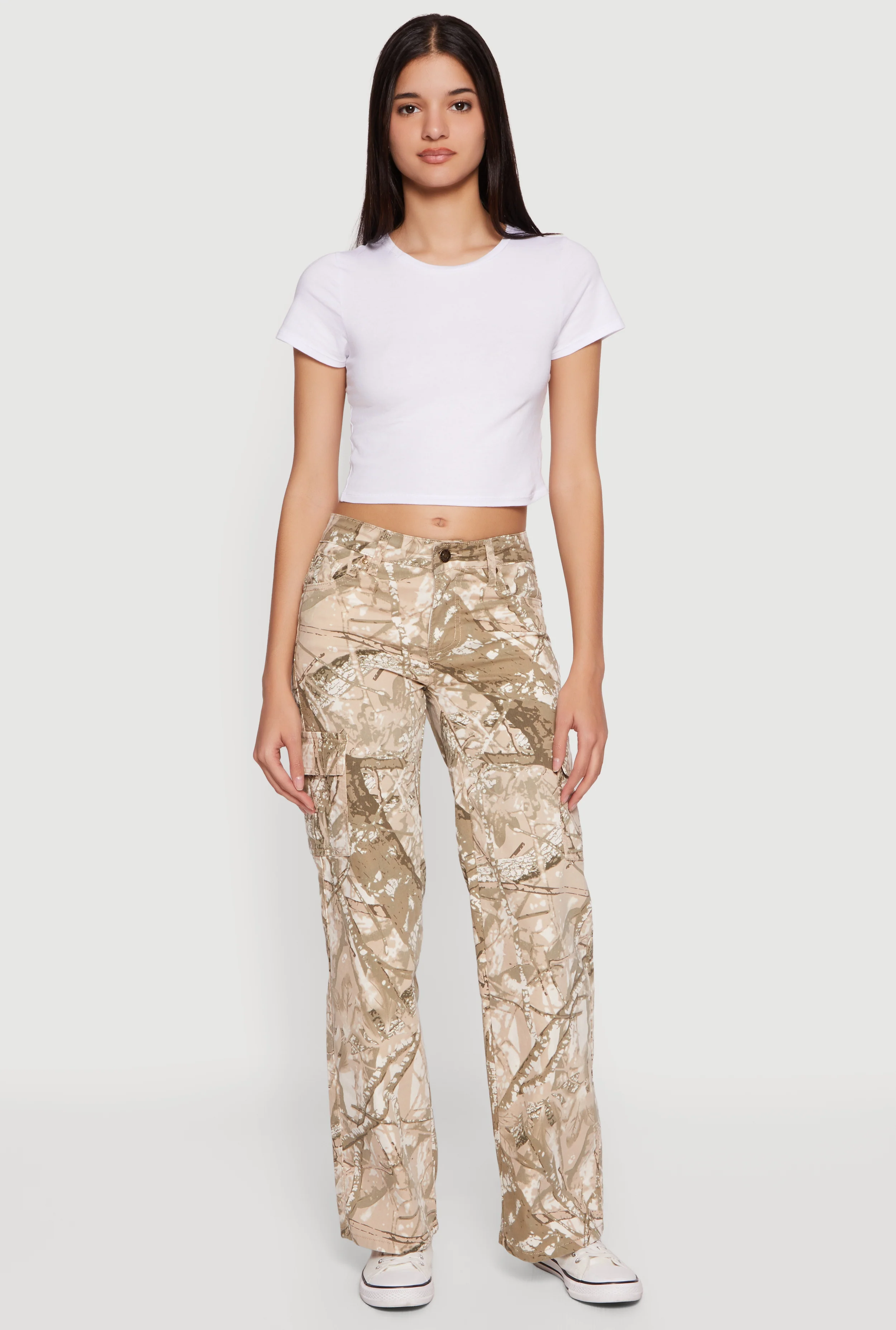 Hunter Camo Mid Rise Straight Leg Cargo Pants