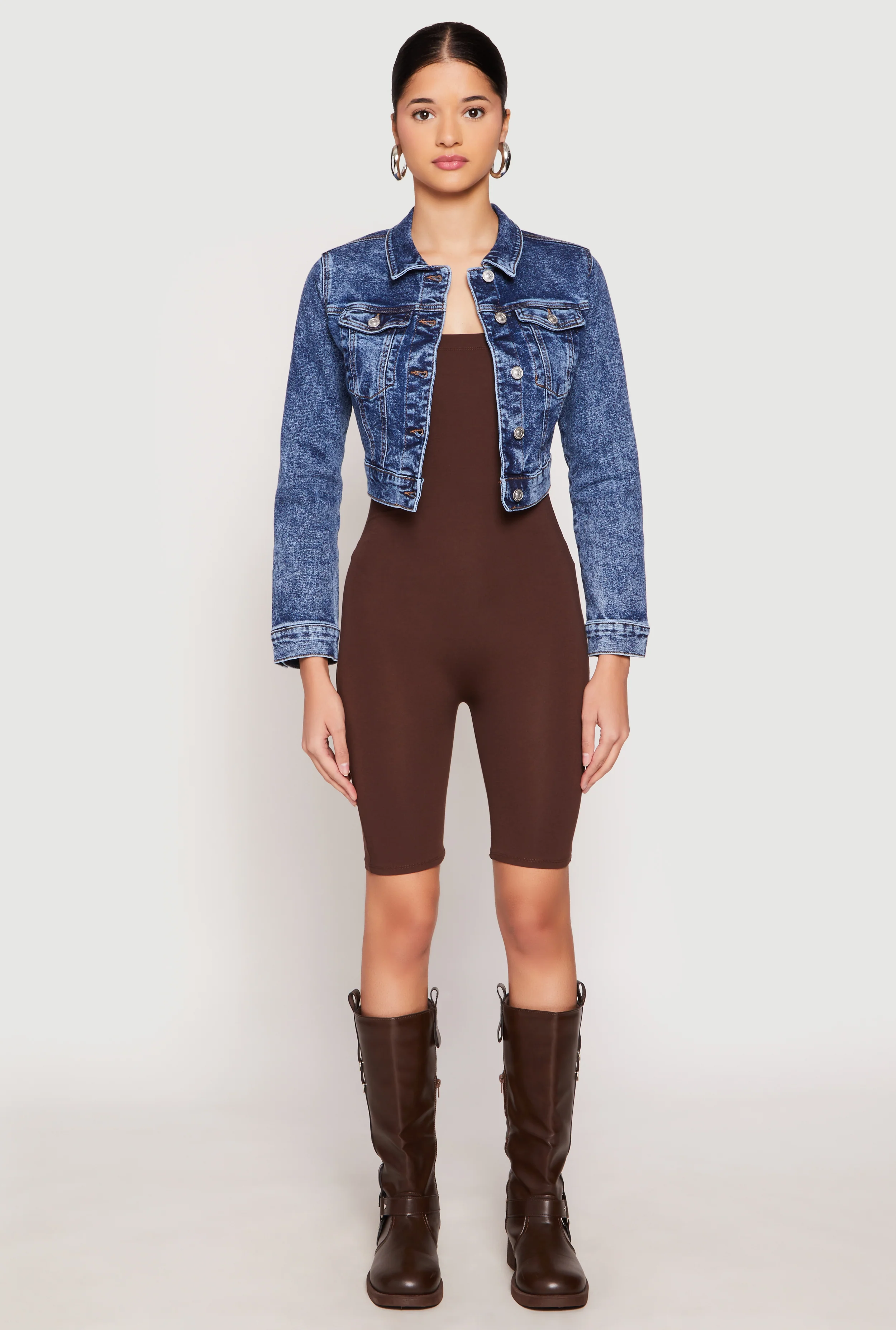 WAX Mineral Wash Cropped Denim Jacket
