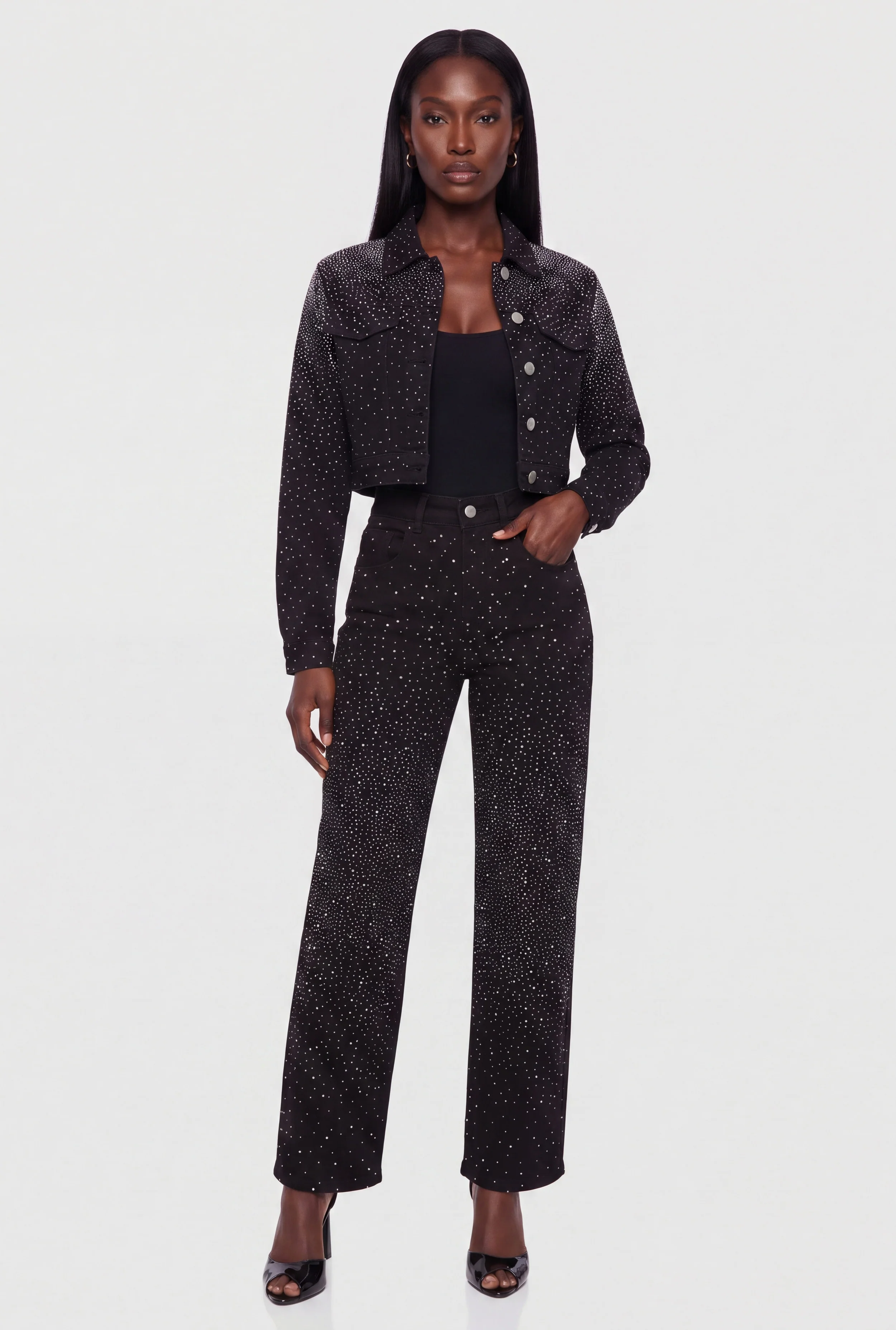 Rhinestone Straight Leg Jeans