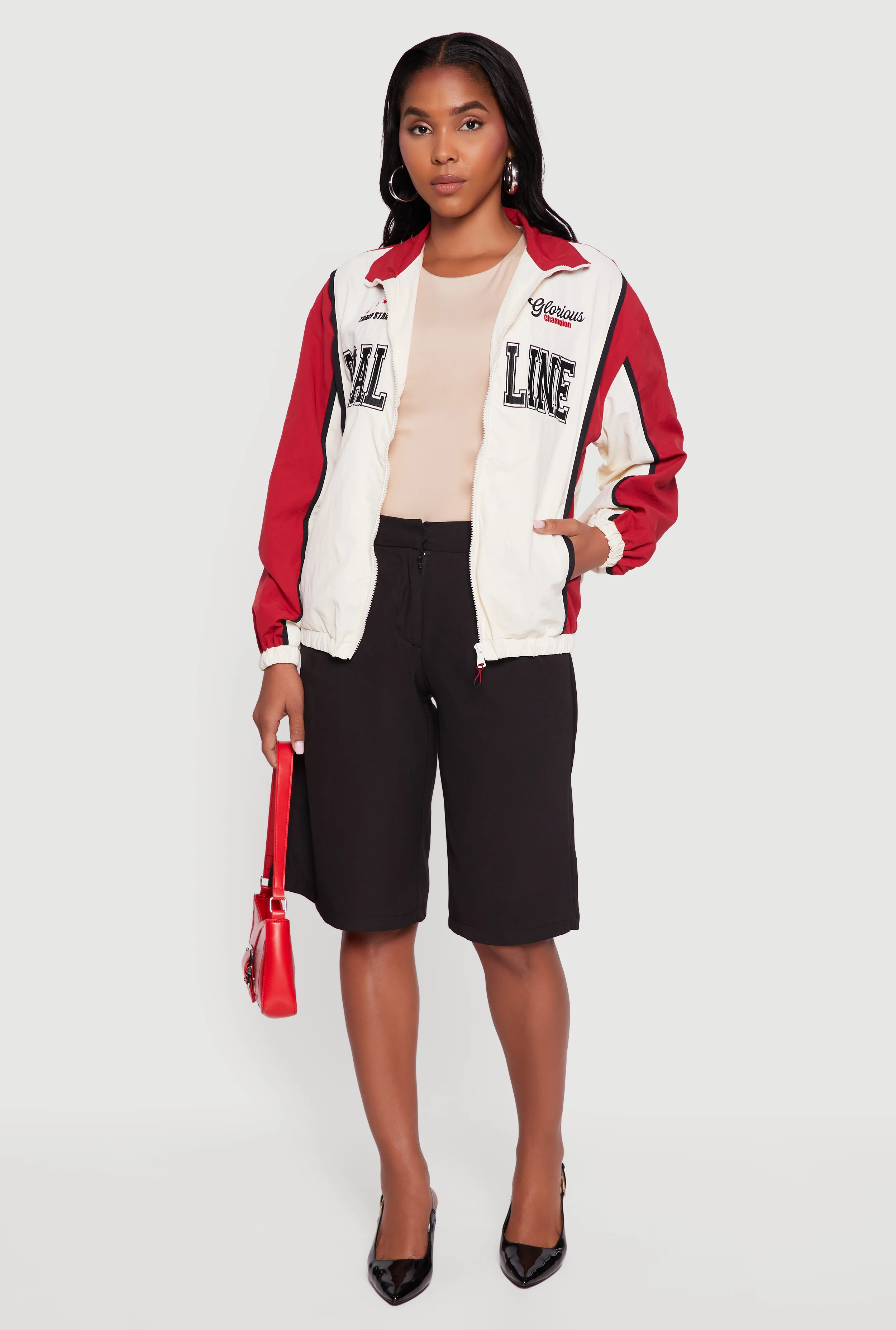 Color Blocked Goal Line Graphic Windbreaker Jacket