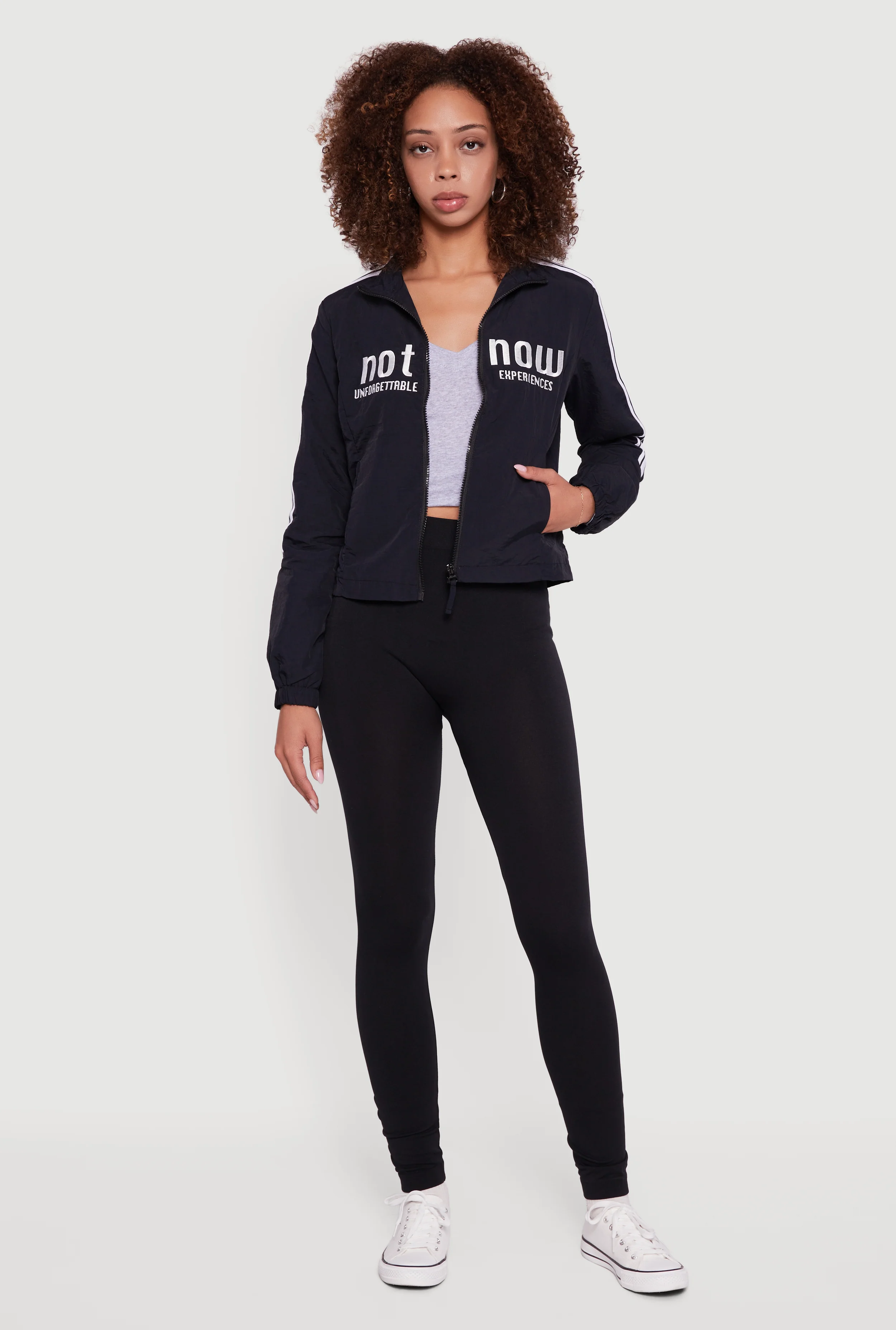 Nylon Not Now Graphic Mock Neck Windbreaker