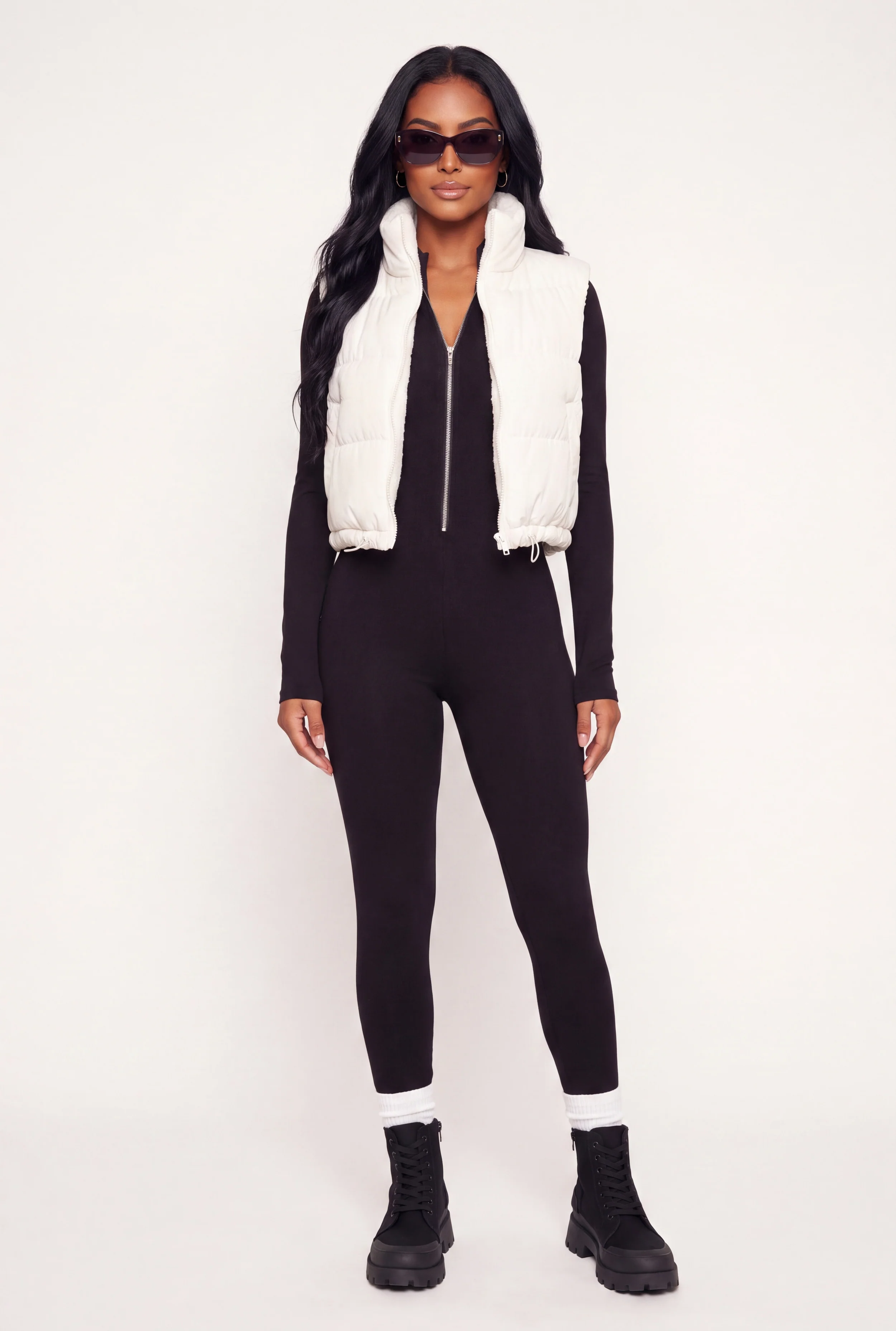 Sherpa Lined Toggle Drawstring Hem Puffer Vest