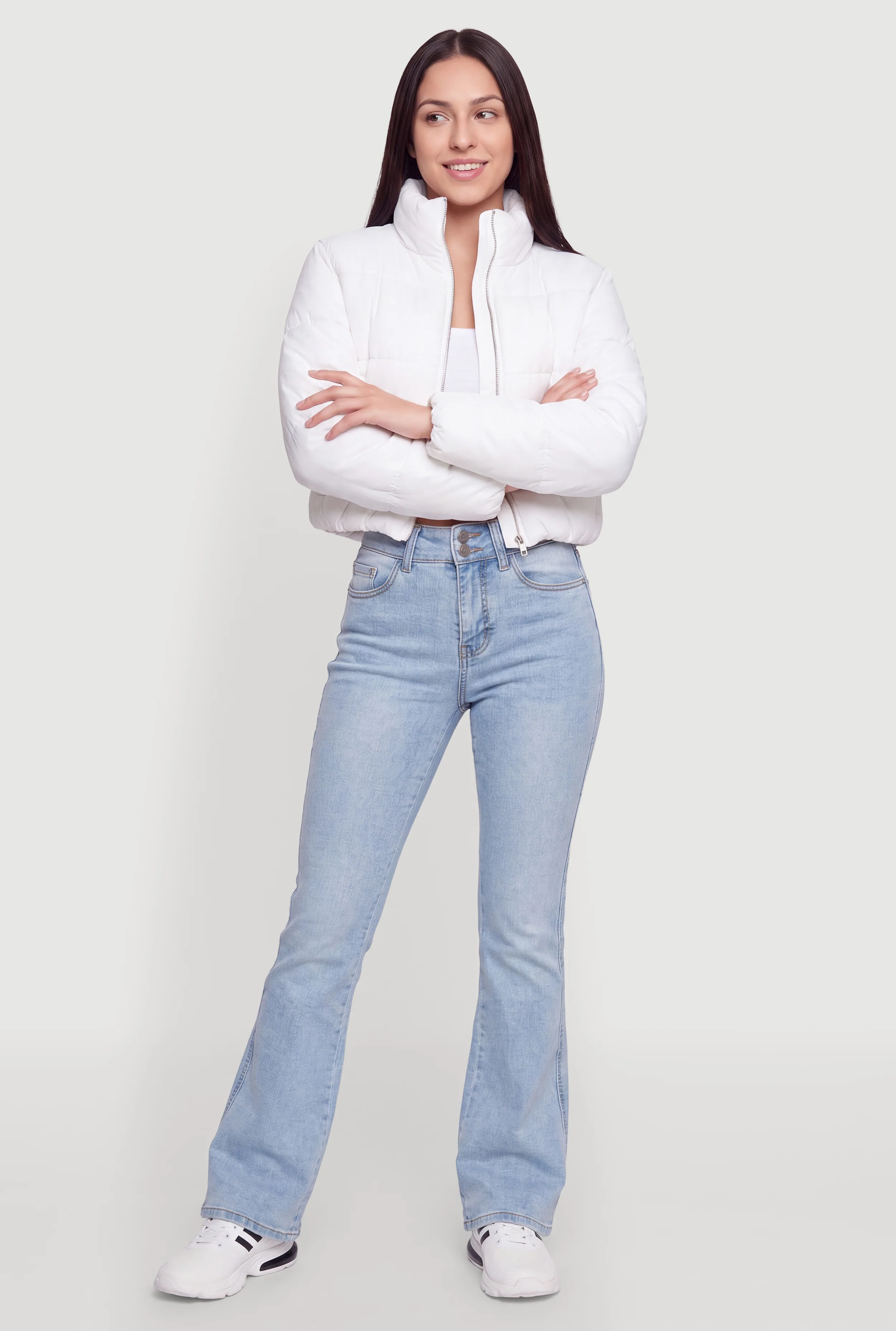 Zip Up Cropped Puffer Jacket