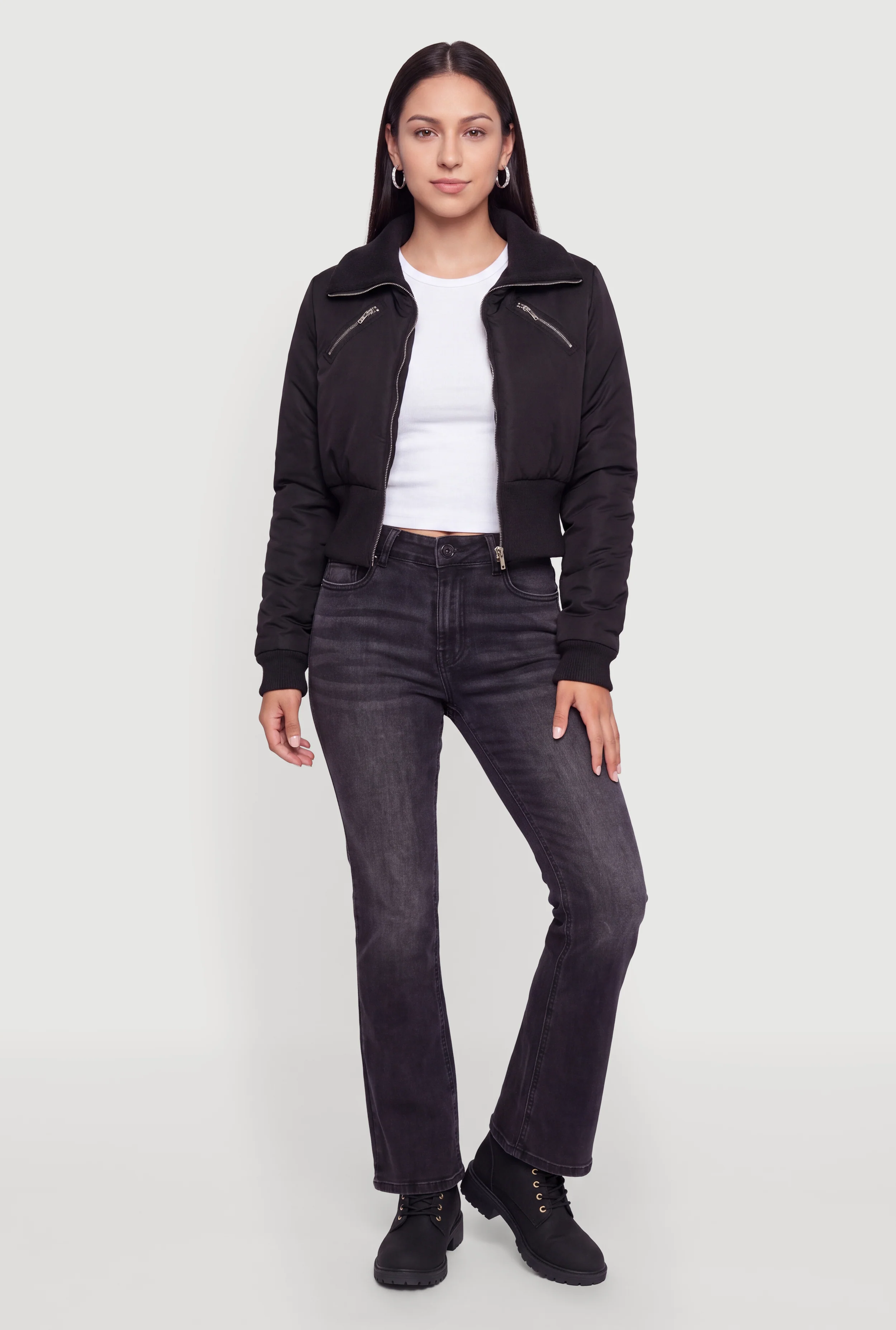 Zip Detail Bomber Jacket