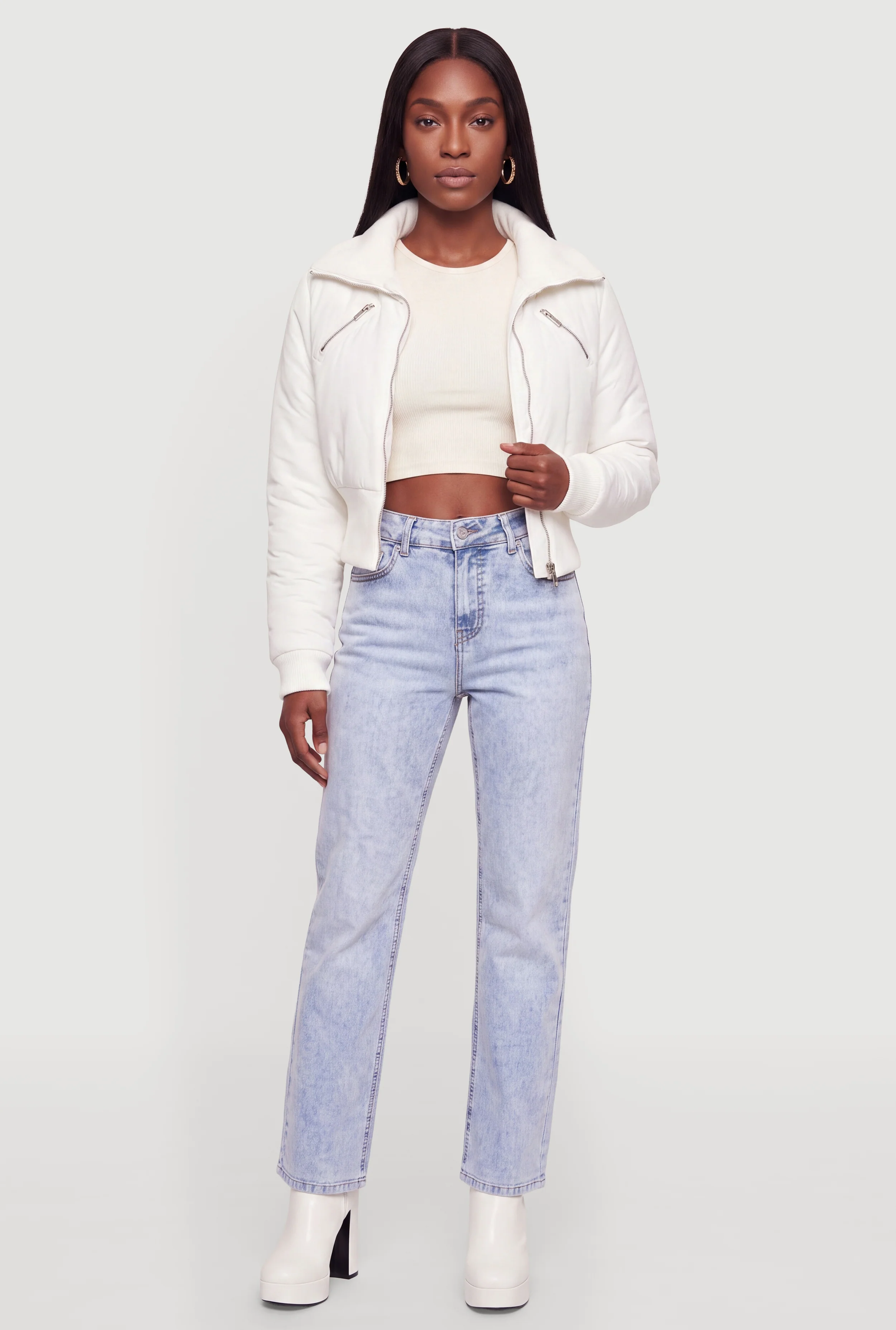 Zip Detail Bomber Jacket