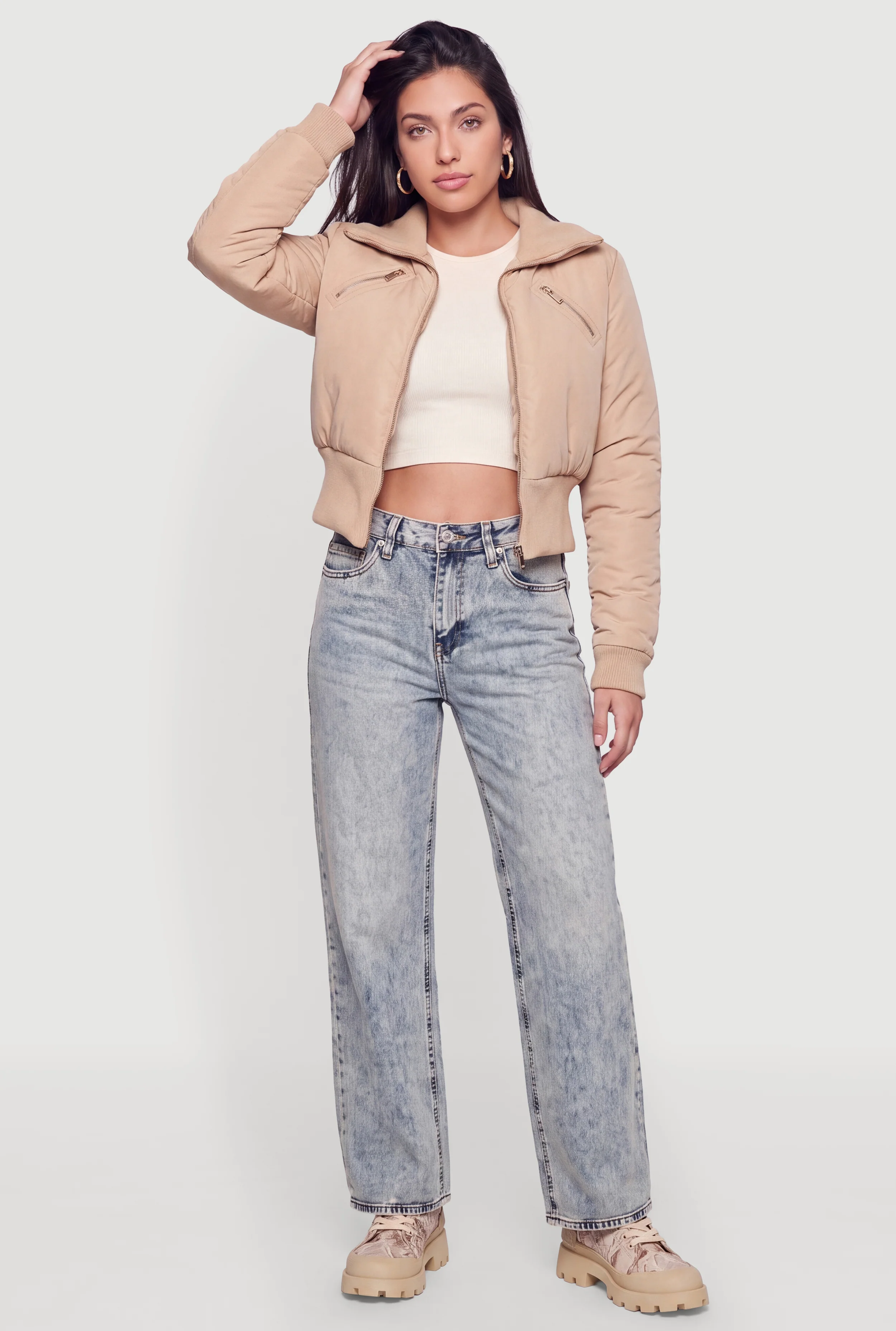 Zip Detail Bomber Jacket