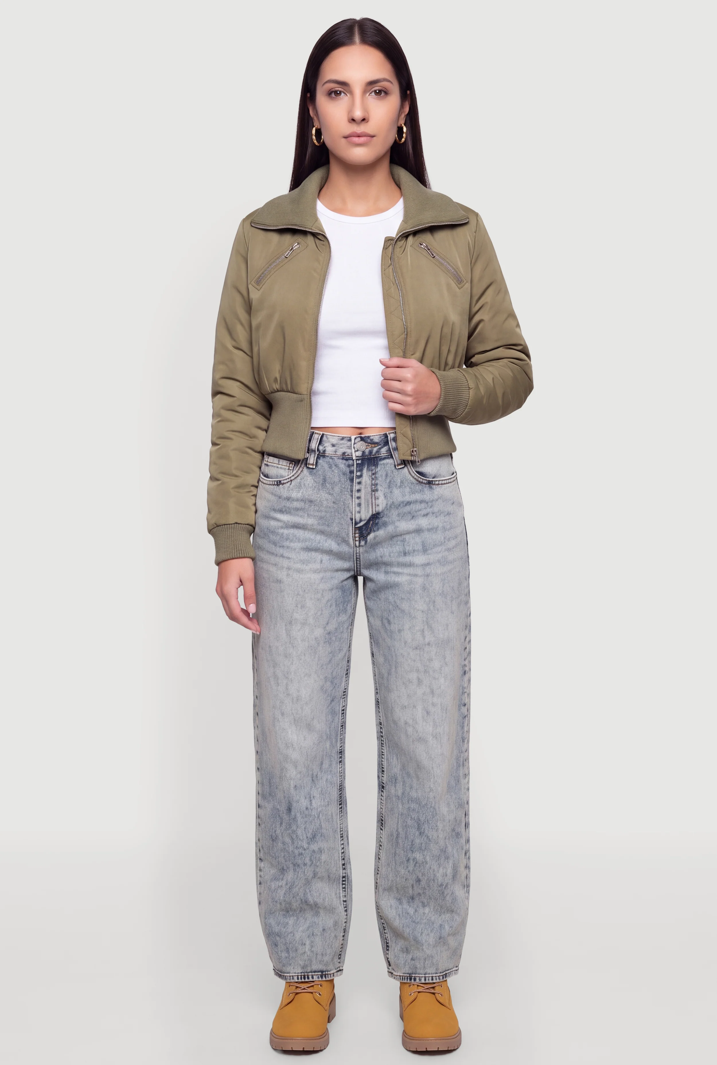 Zip Detail Bomber Jacket