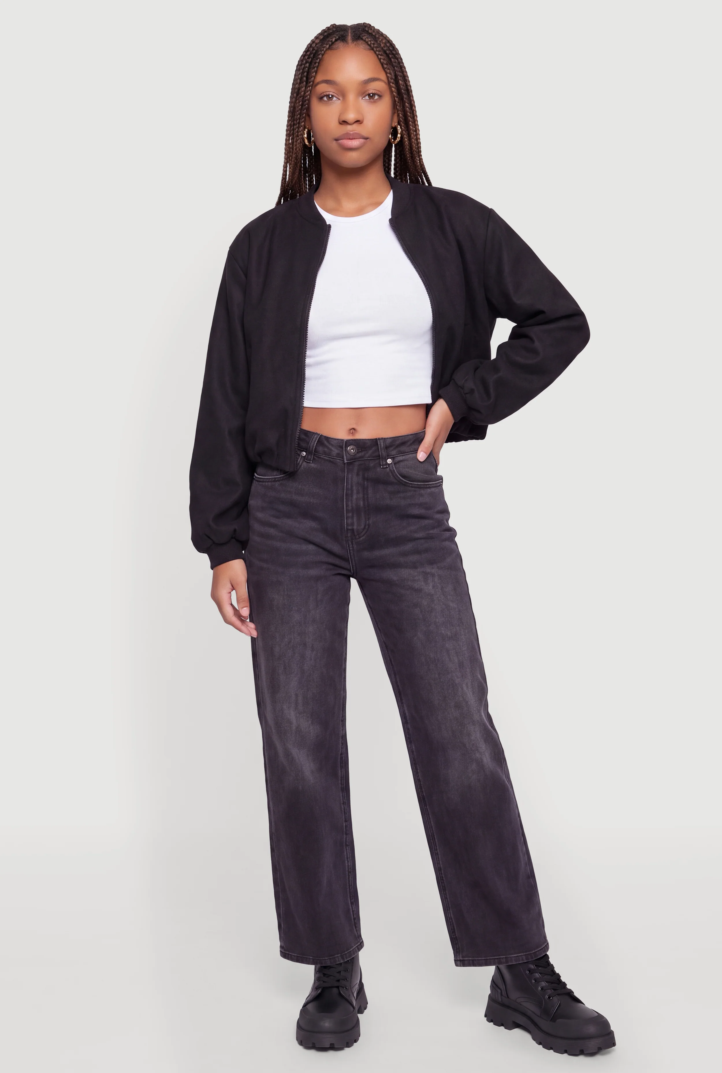 Zip Front Bomber Jacket