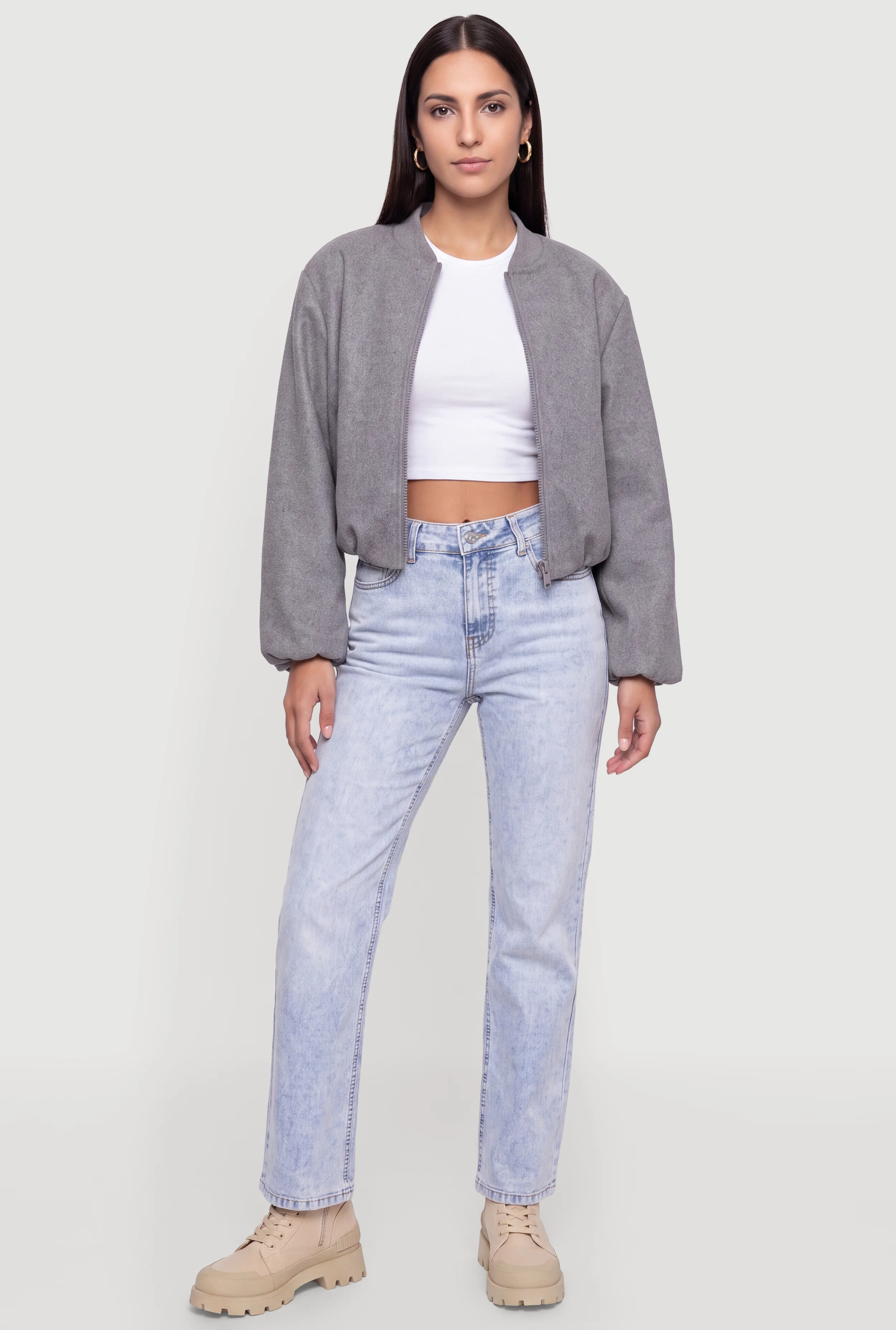 Zip Front Bomber Jacket