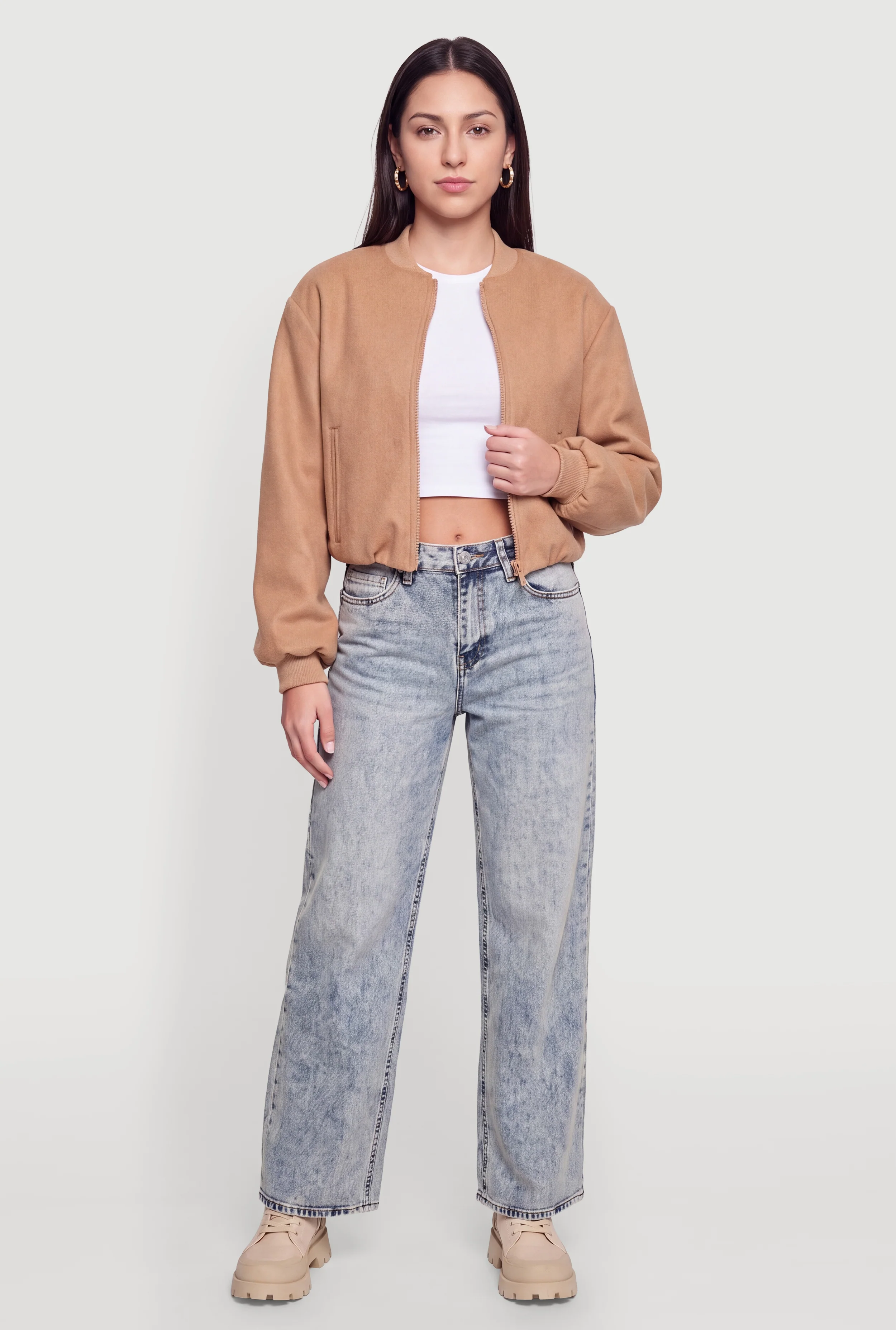 Zip Front Bomber Jacket