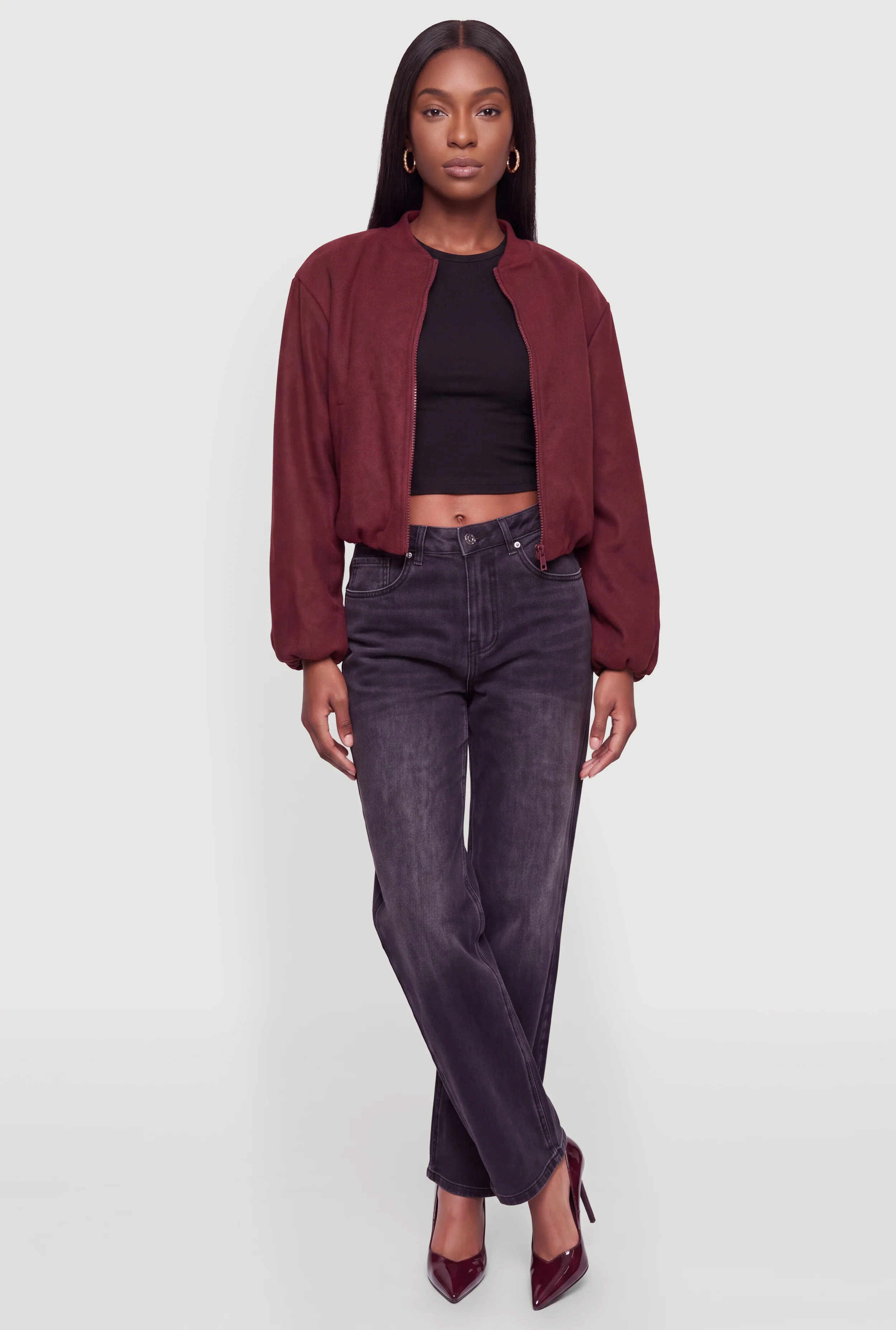 Zip Front Bomber Jacket