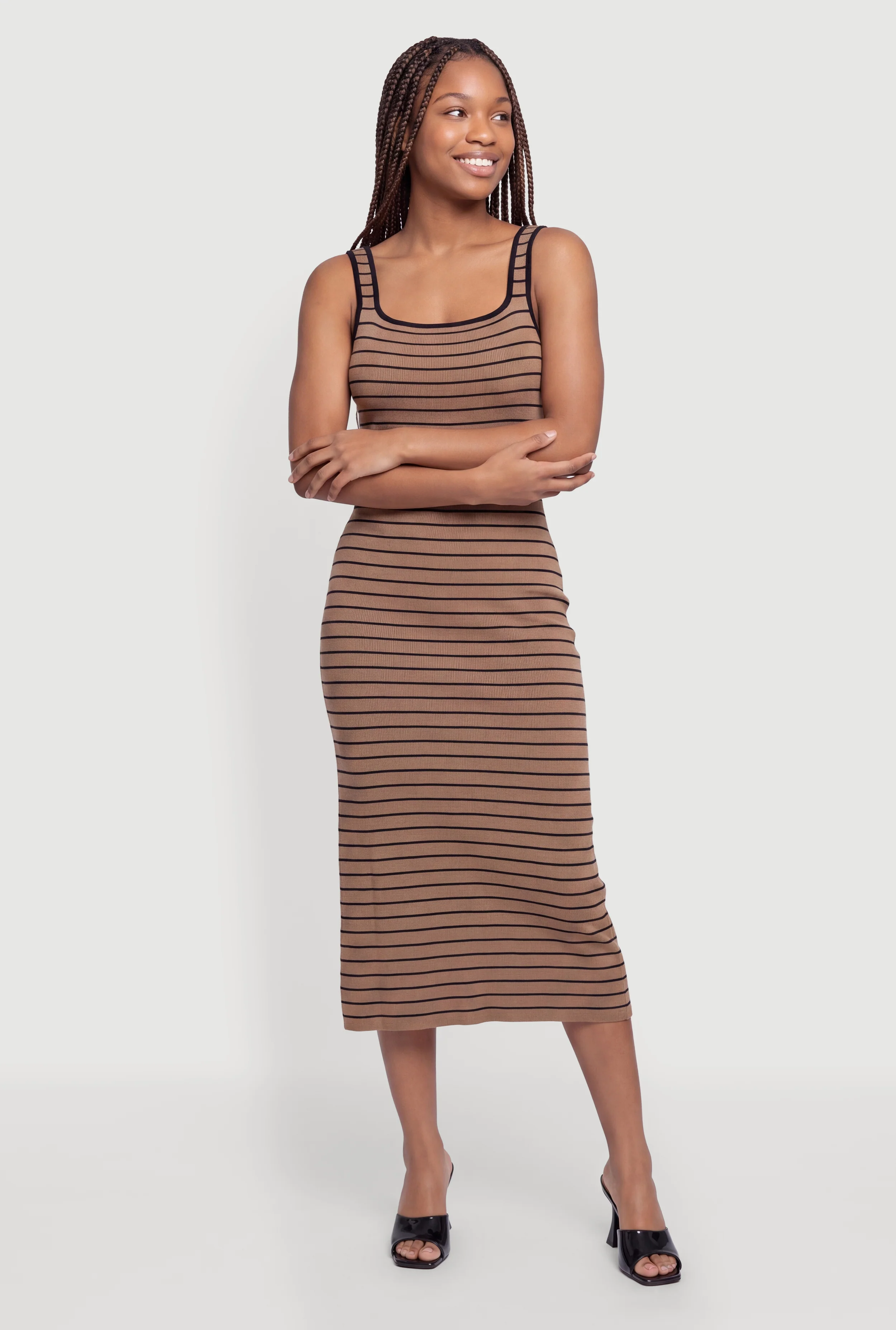 Striped Knit Tank Maxi Dress