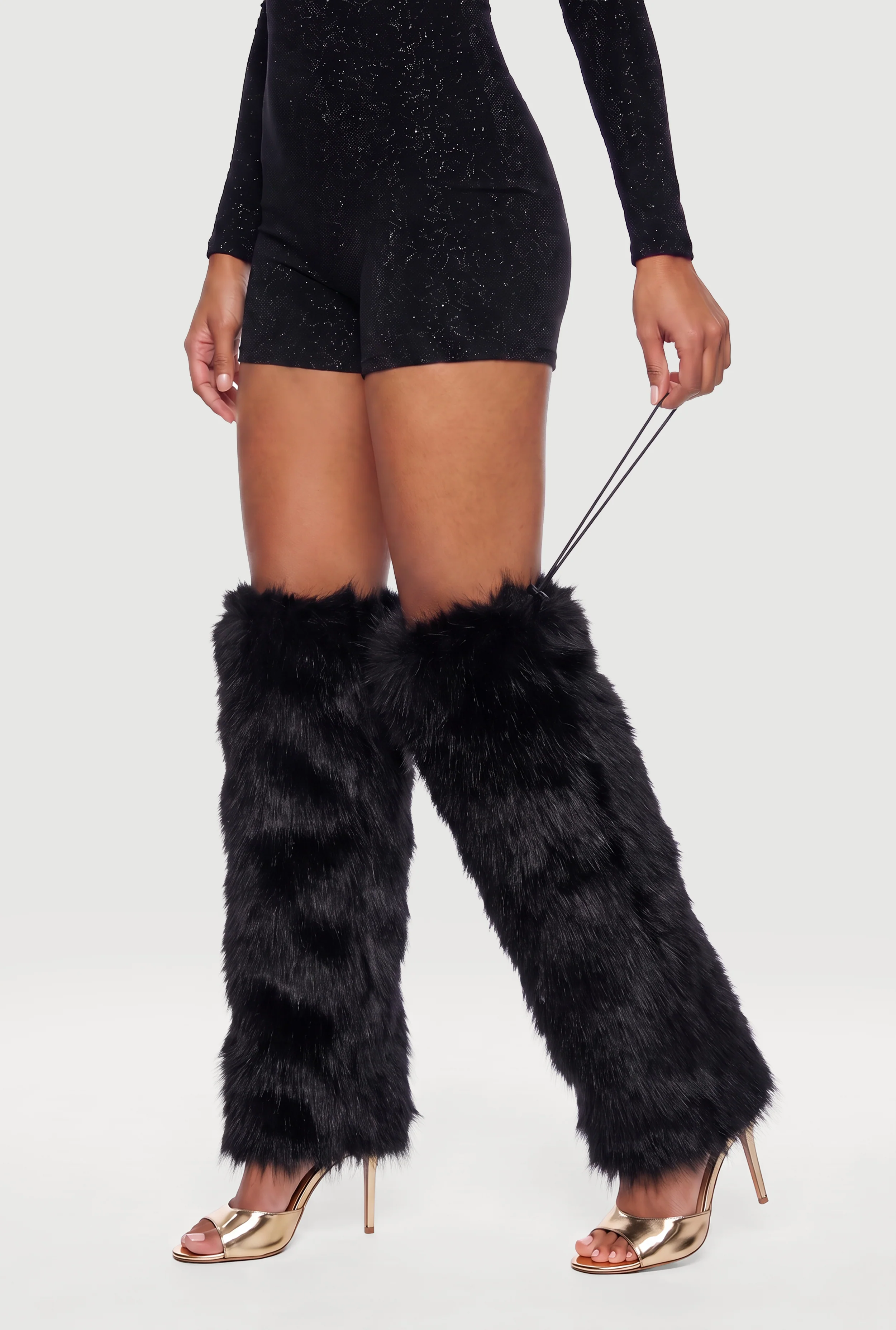 Toggle Drawstring Faux Fur Boot Sleeves