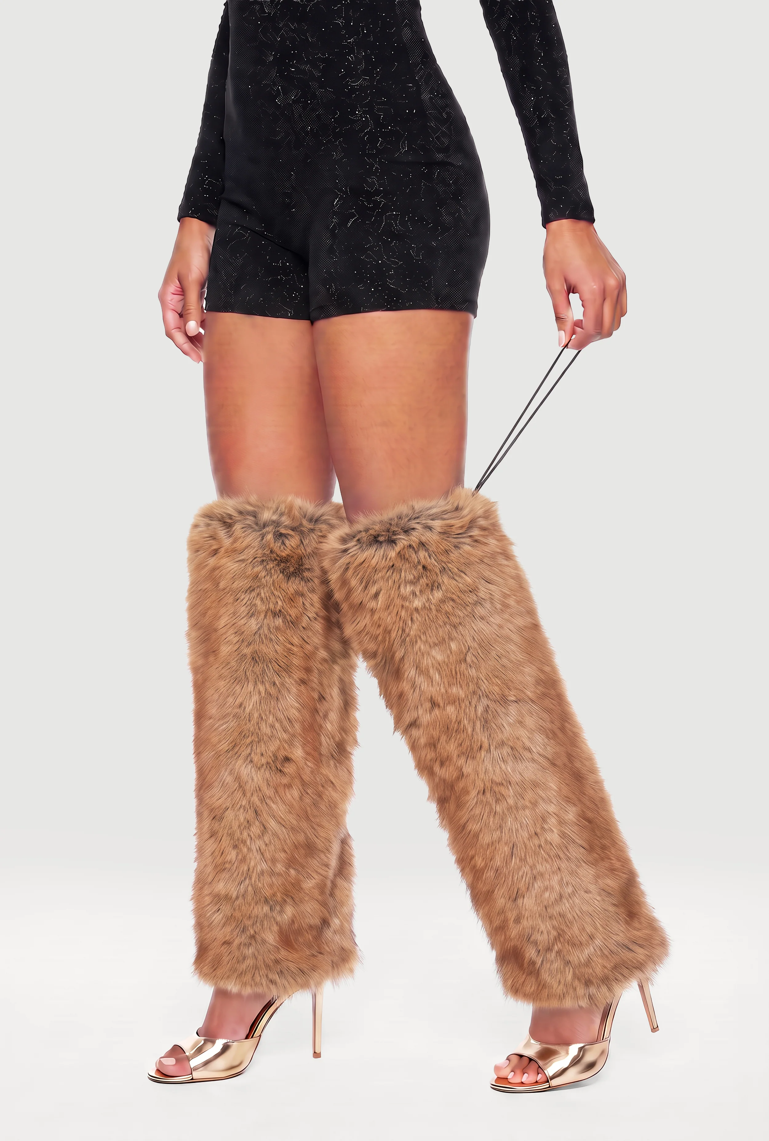 Toggle Drawstring Faux Fur Boot Sleeves