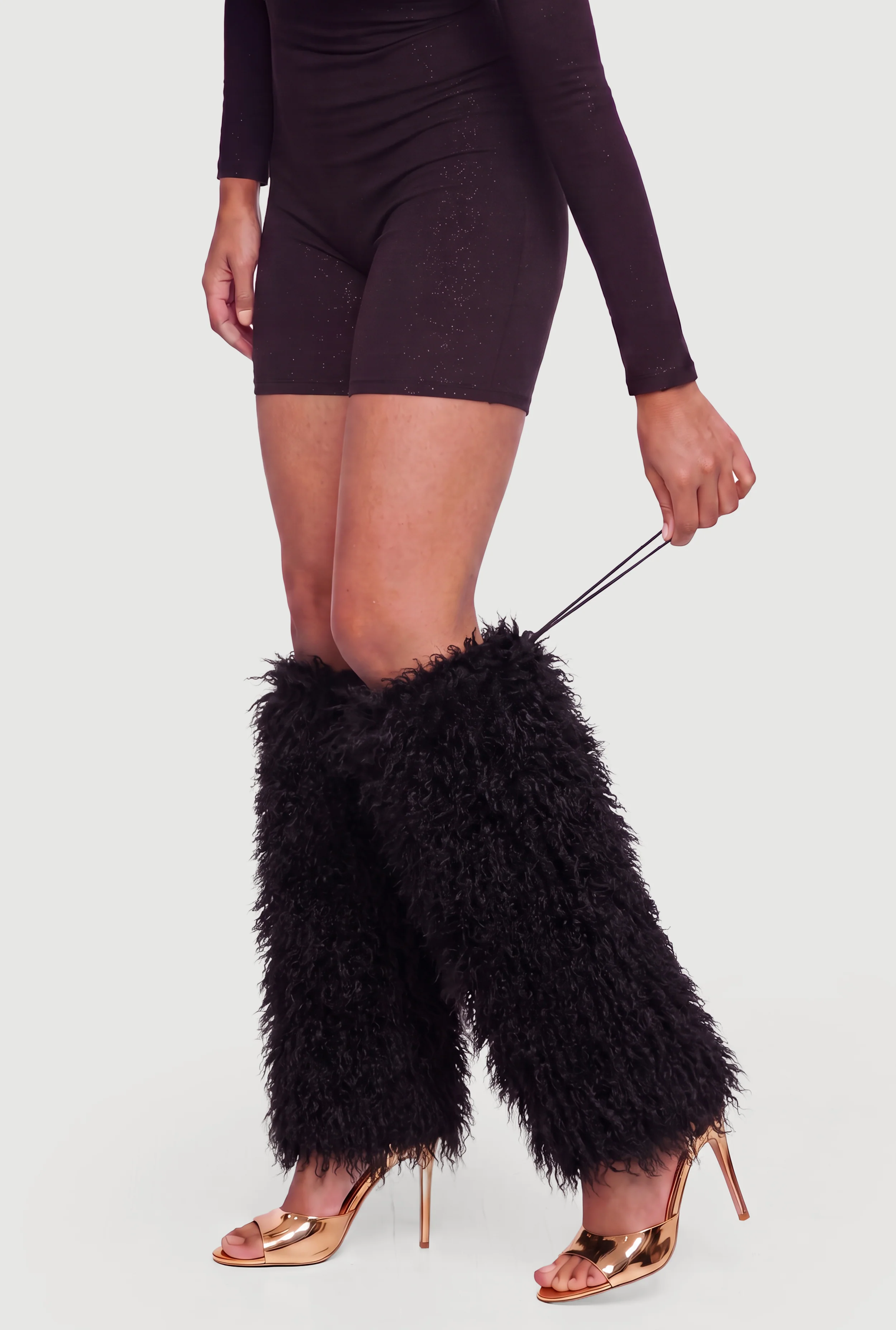 Faux Fur Boot Sleeves with Toggle Drawstring