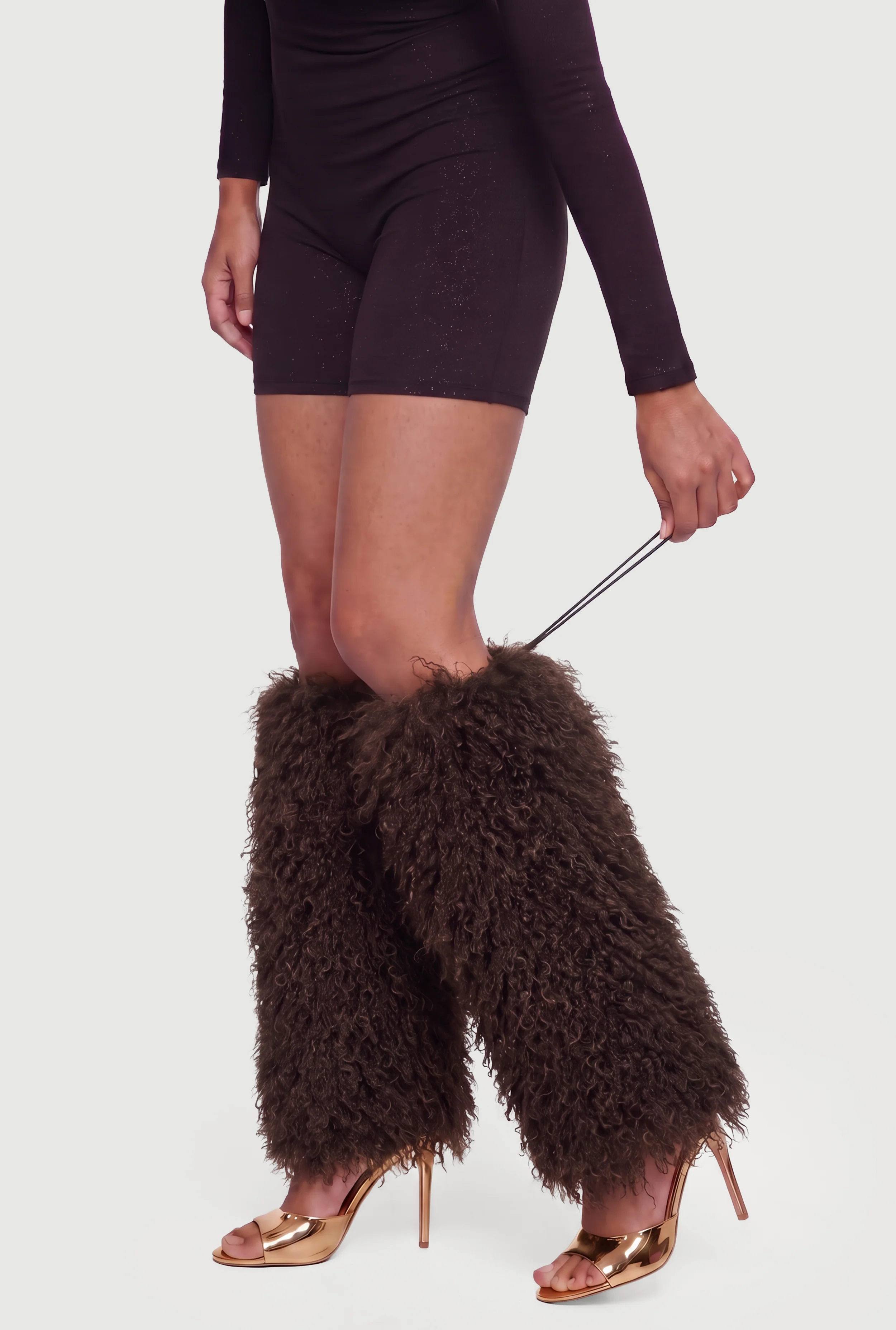 Faux Fur Boot Sleeves with Toggle Drawstring