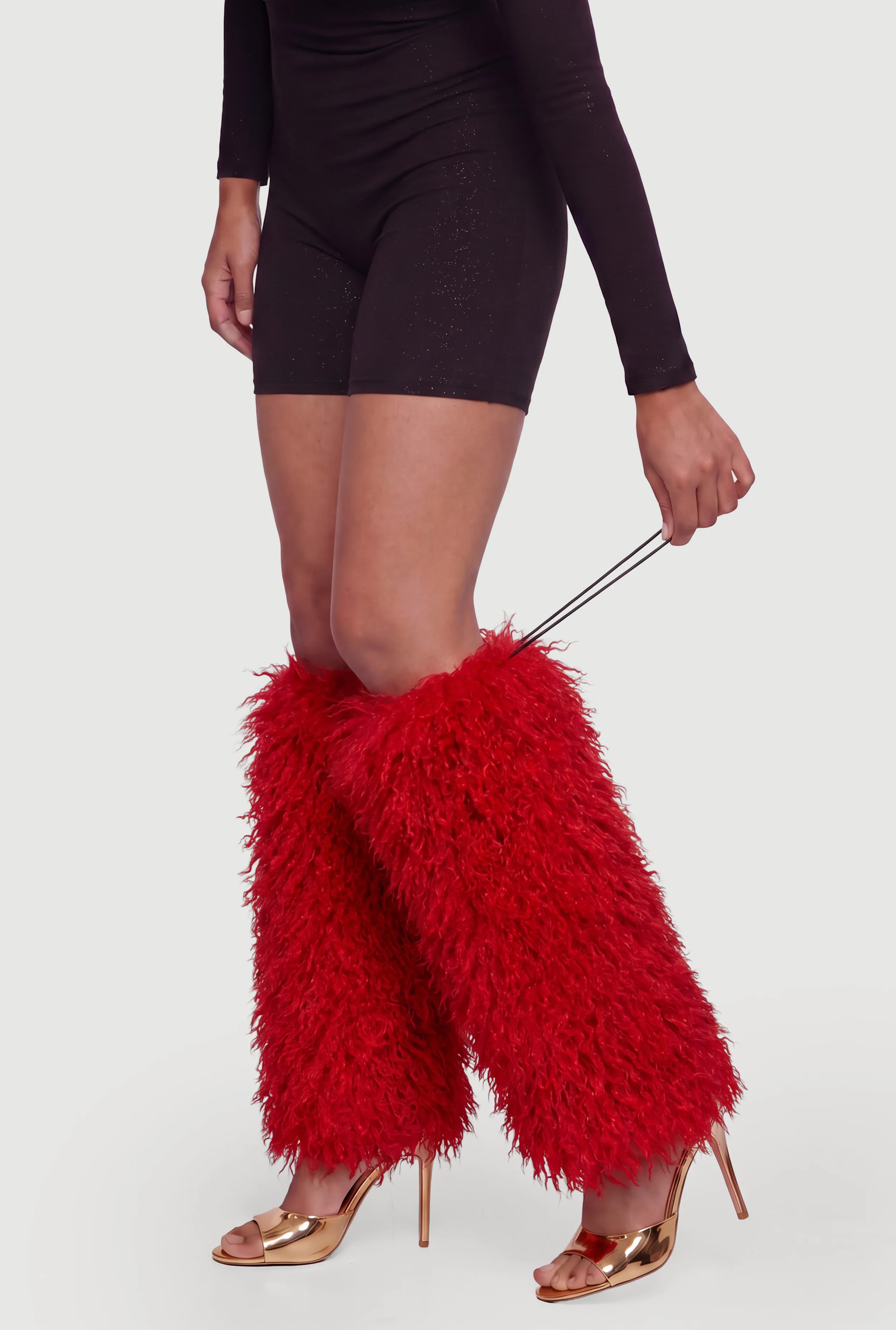 Faux Fur Boot Sleeves with Toggle Drawstring