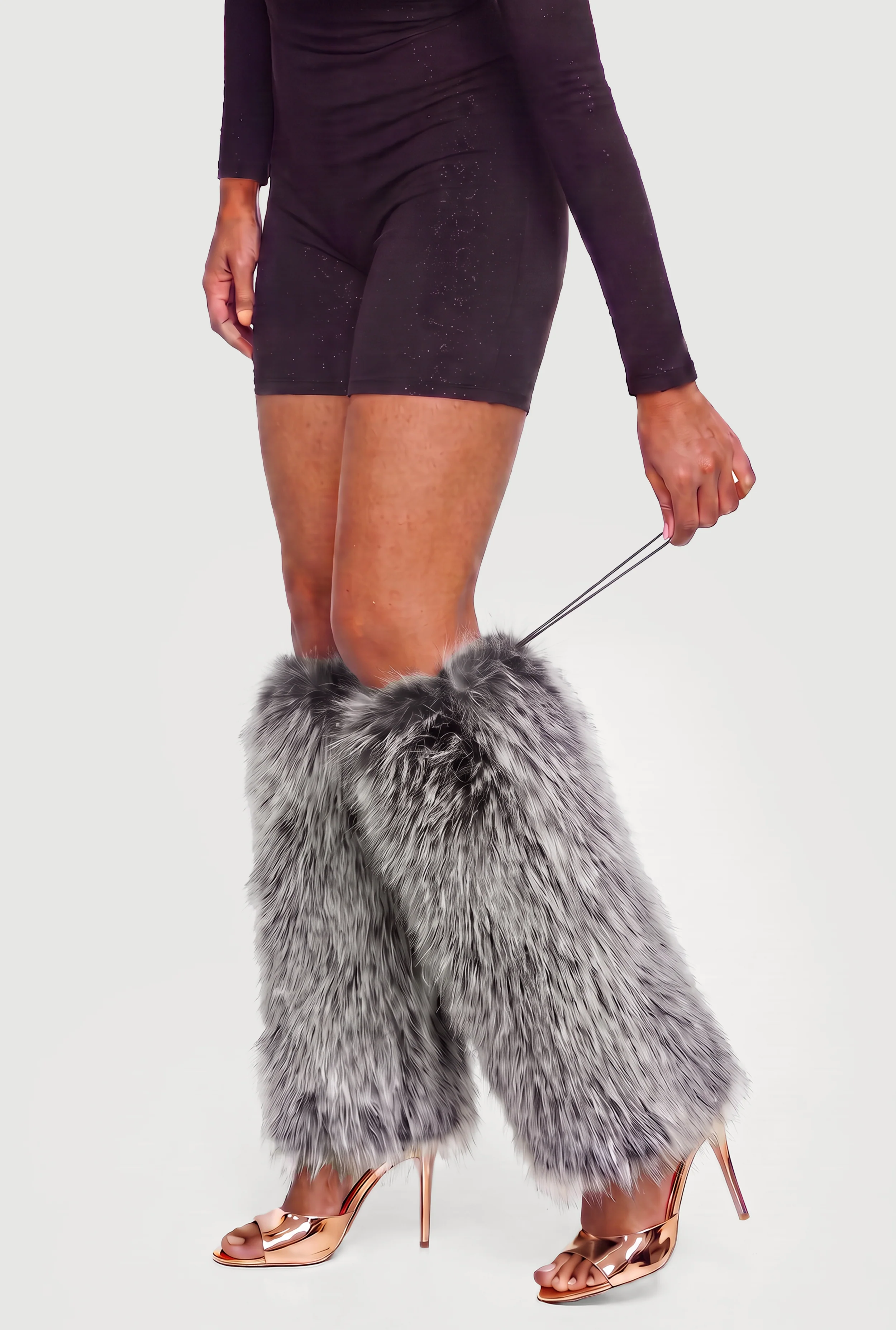 Faux Fur Toggle Drawstring Boot Sleeves