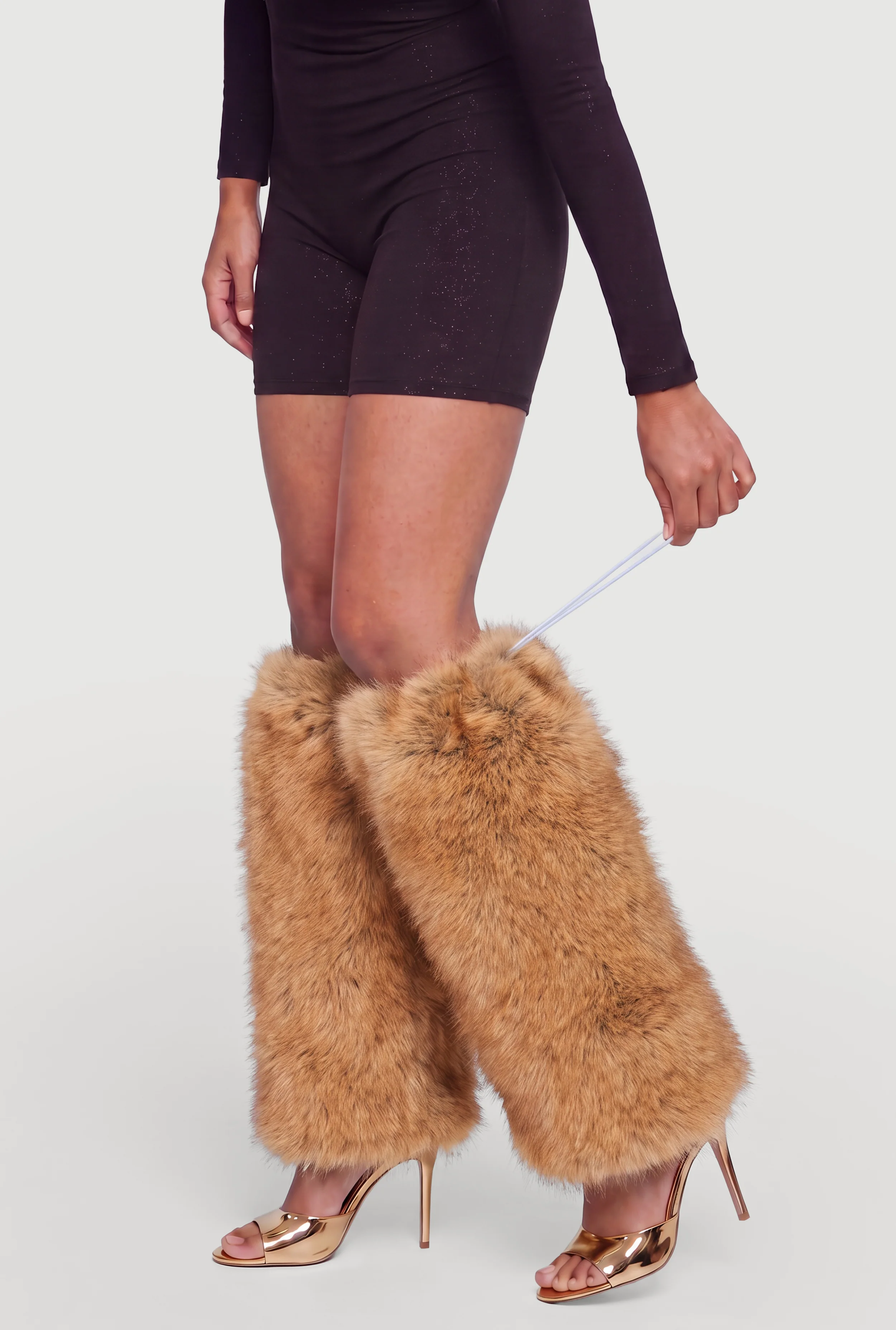 Faux Fur Toggle Drawstring Boot Sleeves
