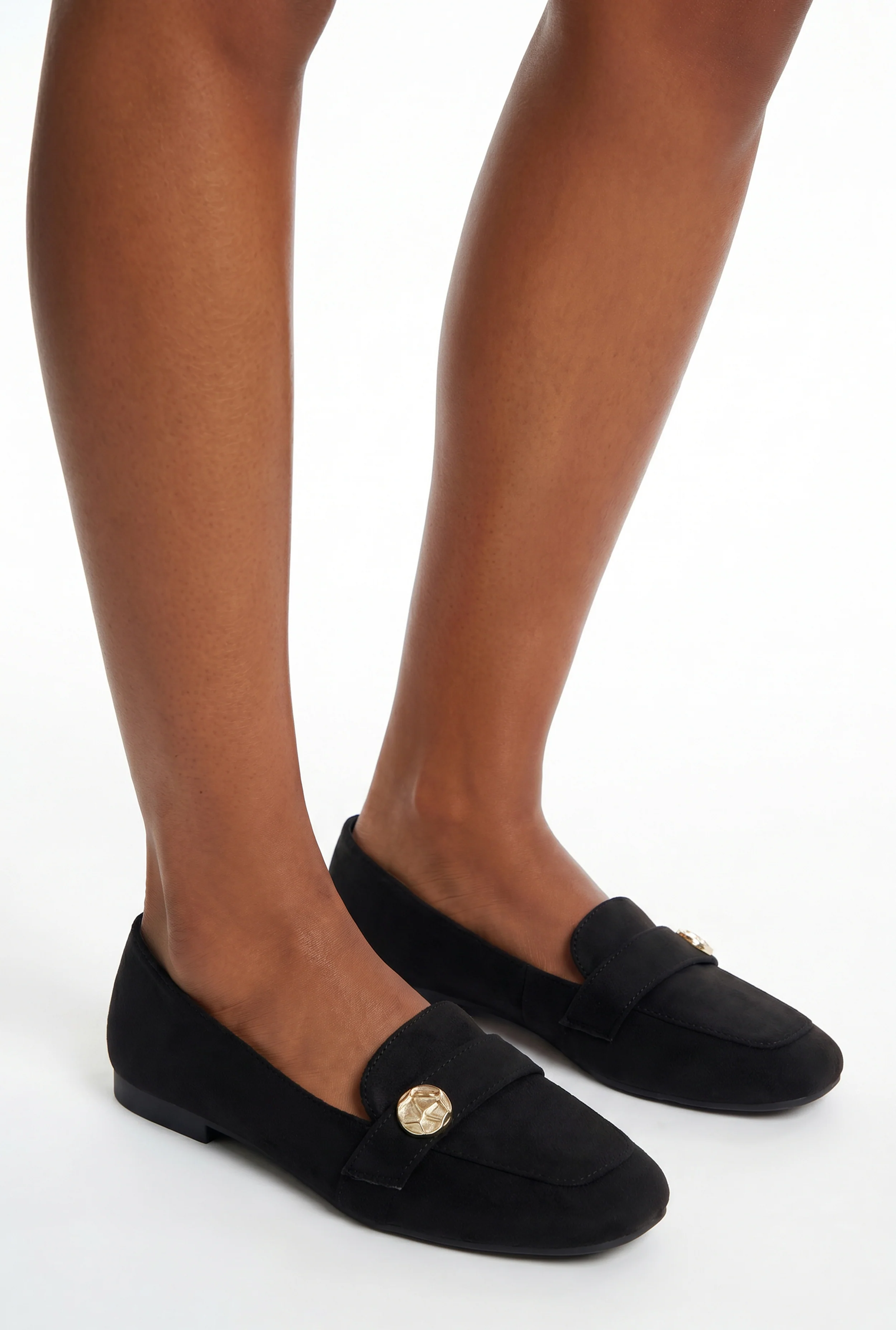 Metallic Detail Almond Toe Loafers