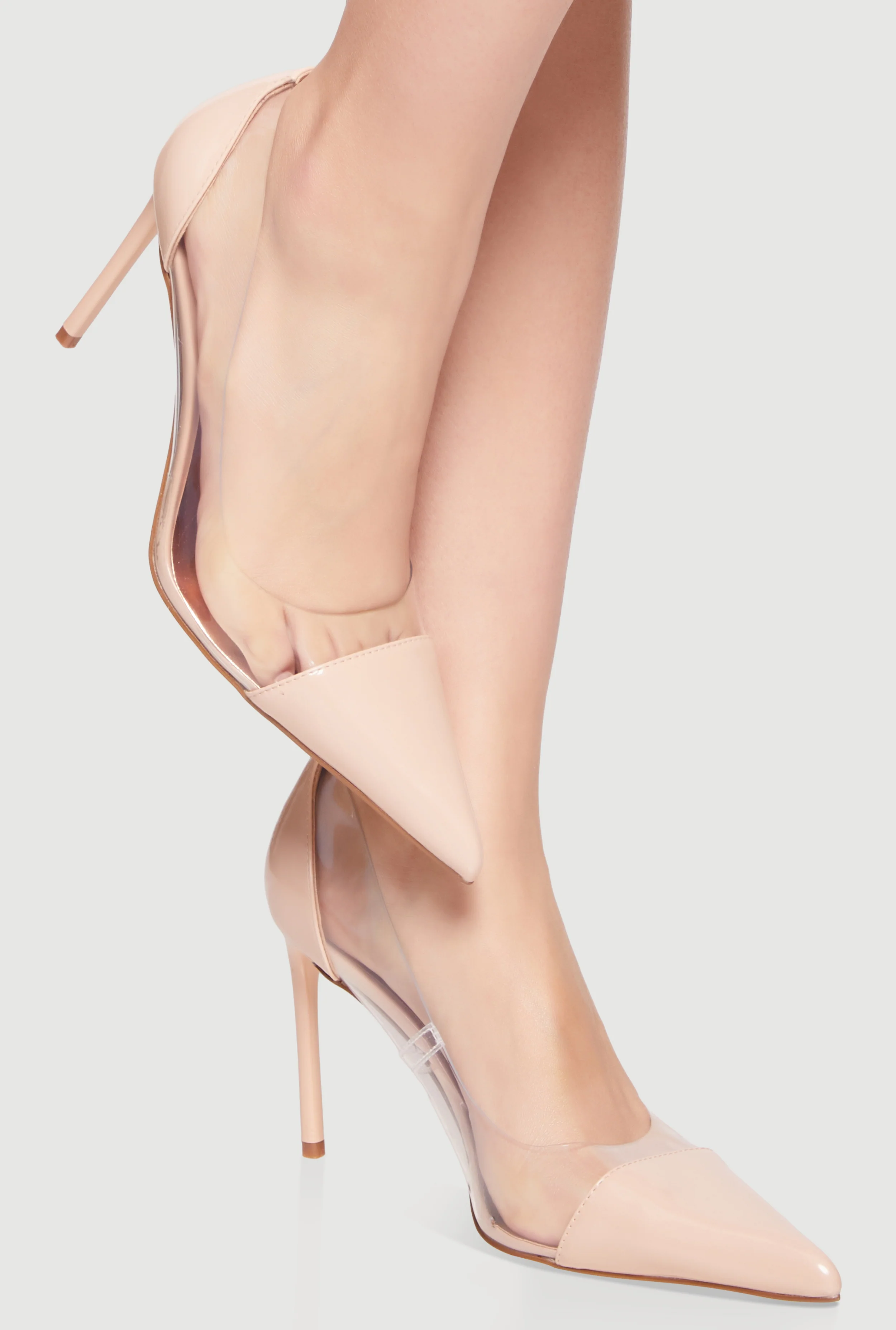 Pointed Toe Clear Side Stiletto Pumps