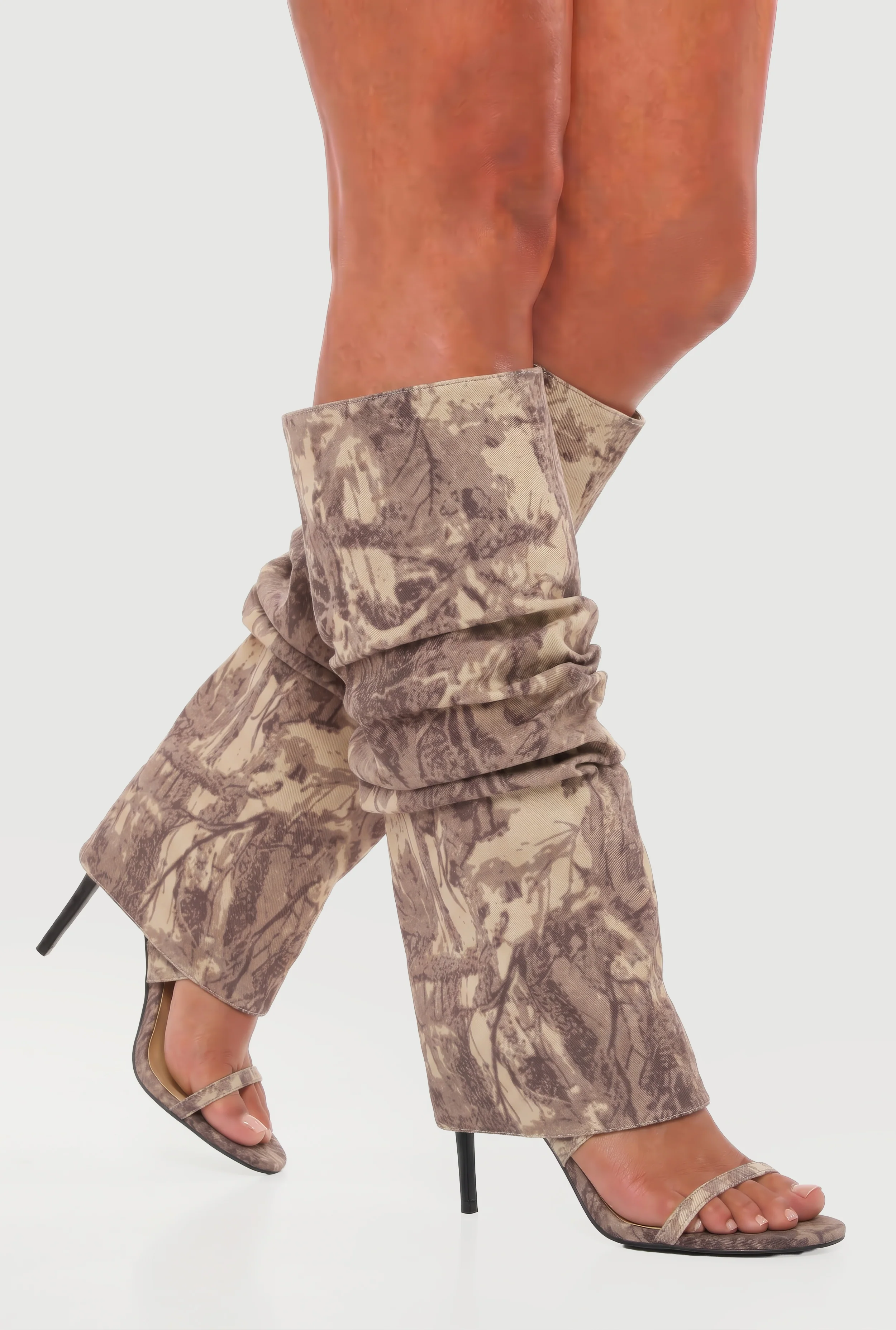 Slouchy Open Toe Stiletto Heels
