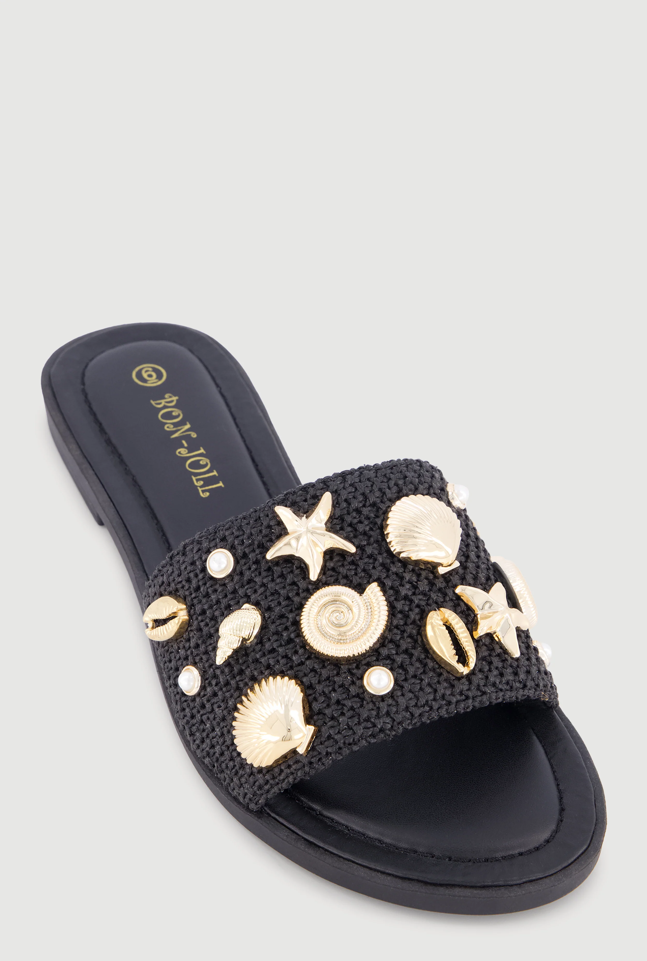 Metallic Seashell Band Slide Sandals