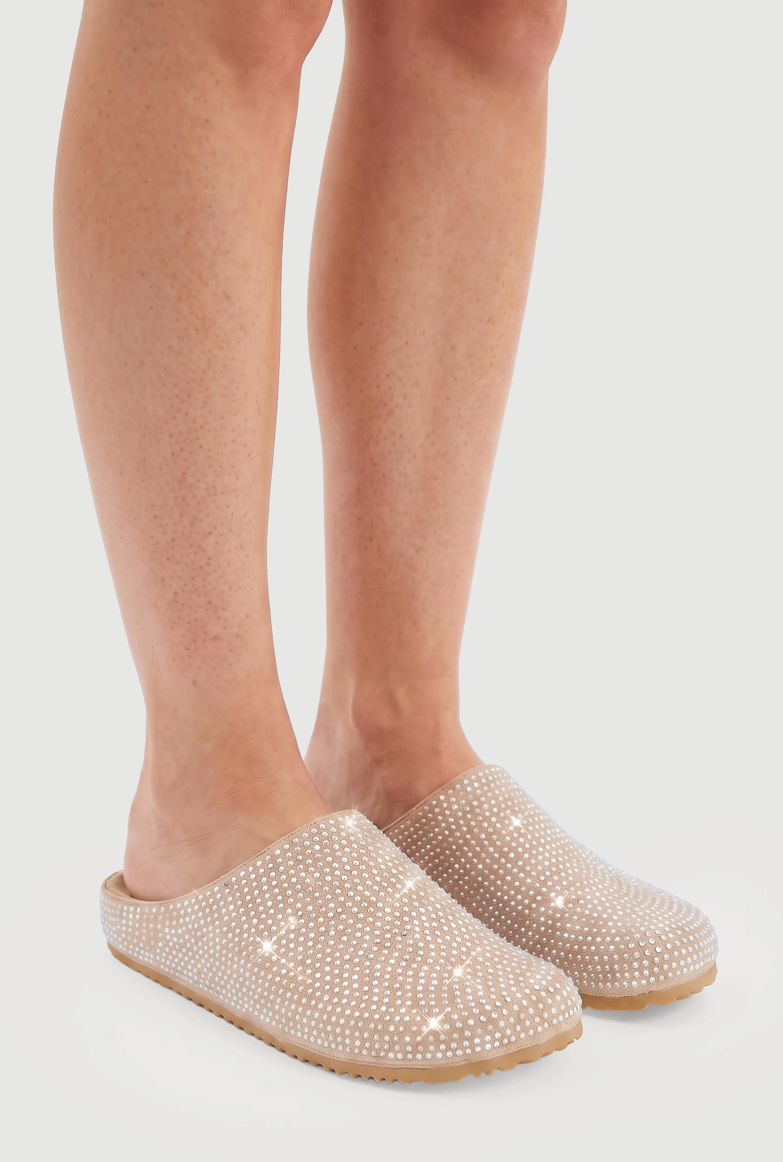 Rhinestone Studded Low Platform Clogs