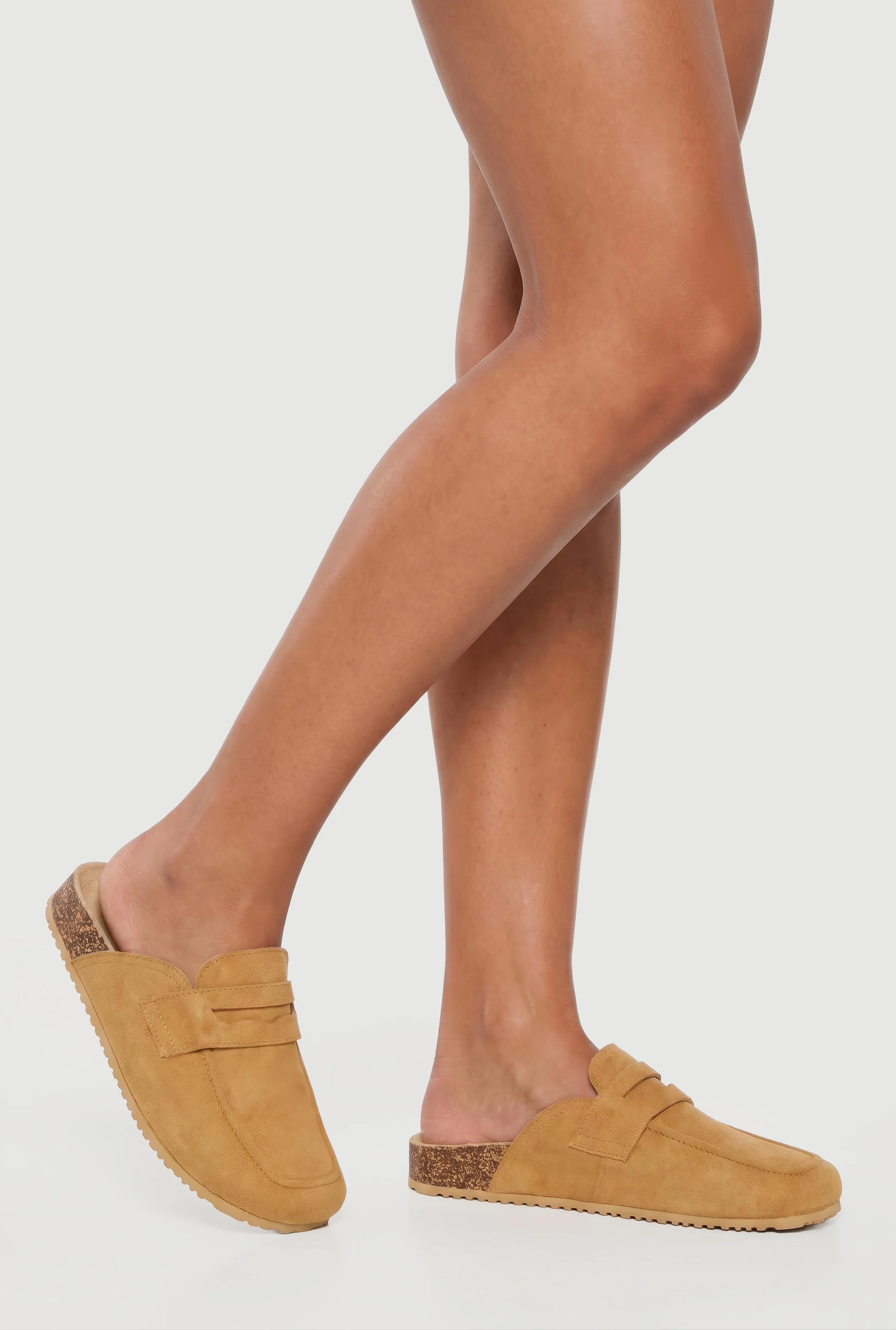 Faux Suede Penny Loafer Mules