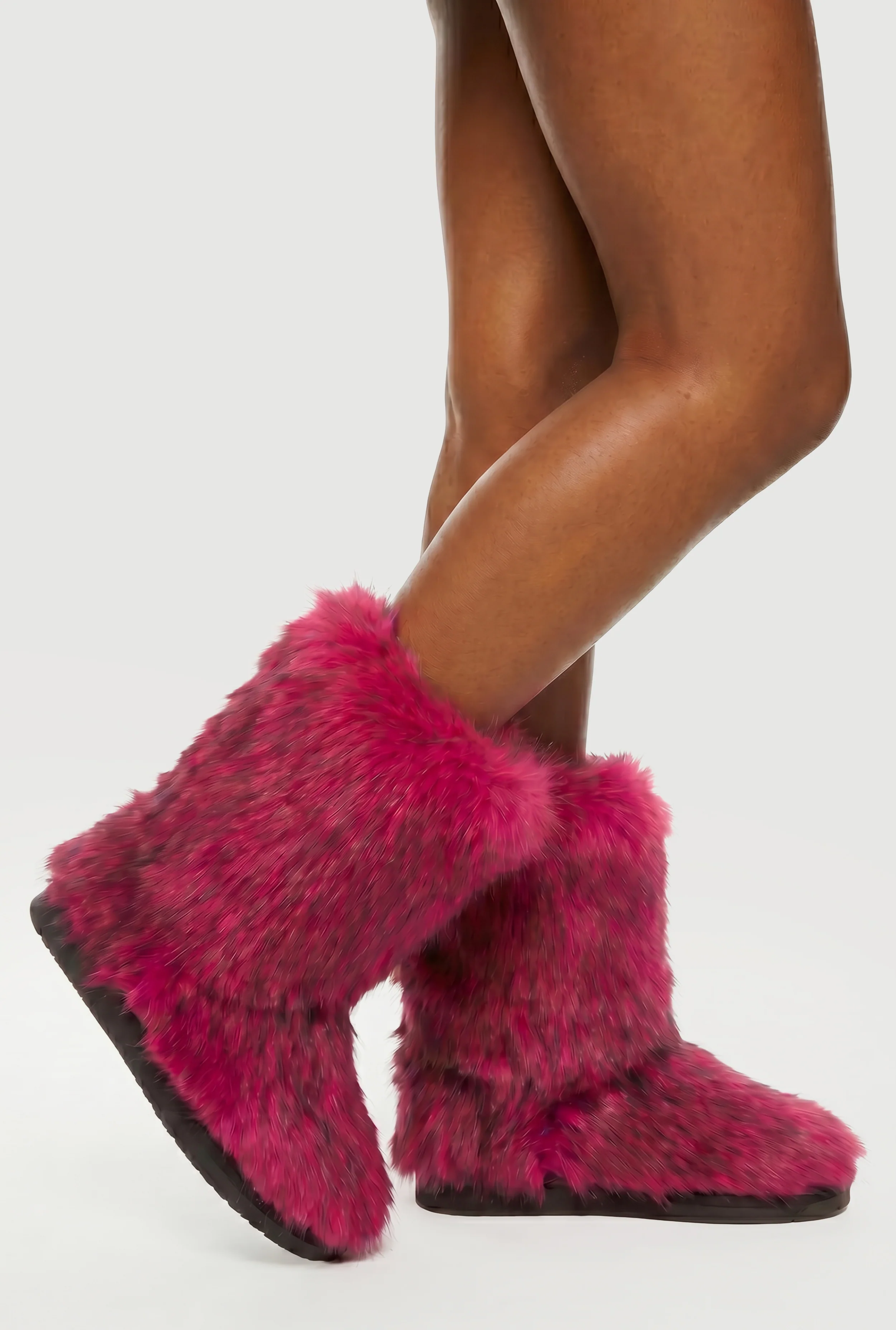 Faux Fur Round Toe Booties