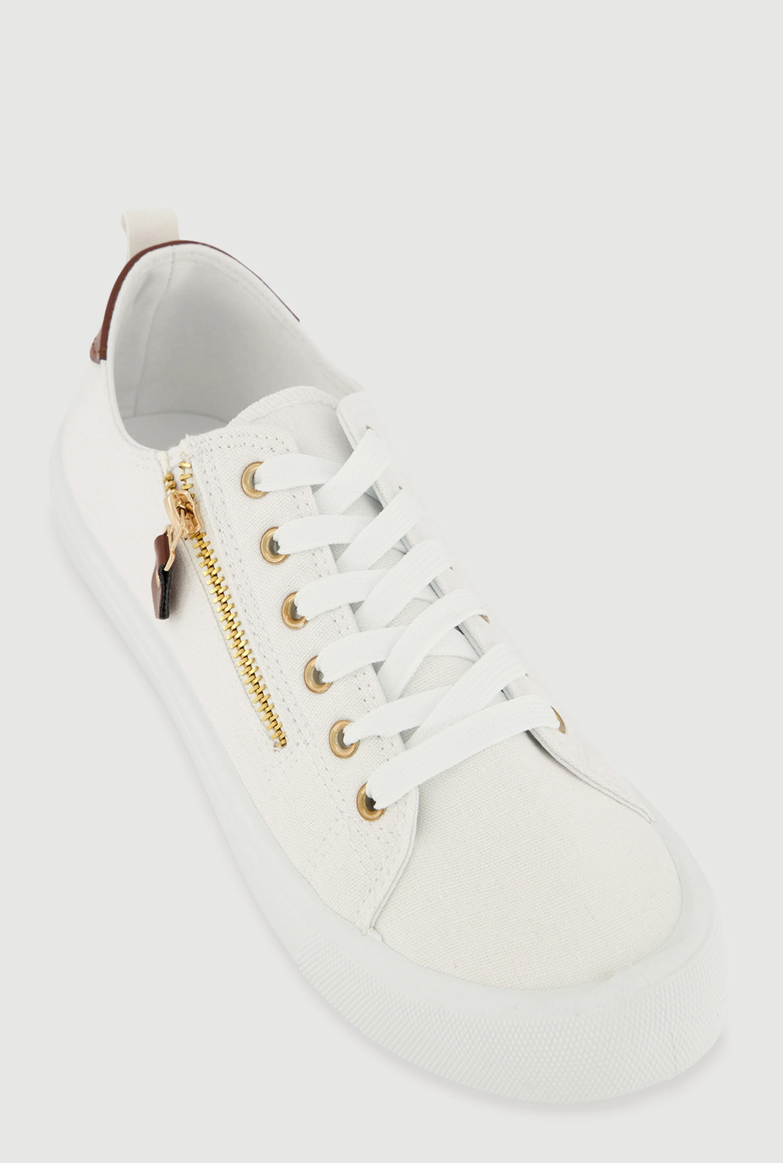 Zipper Detail Lace Up Sneakers