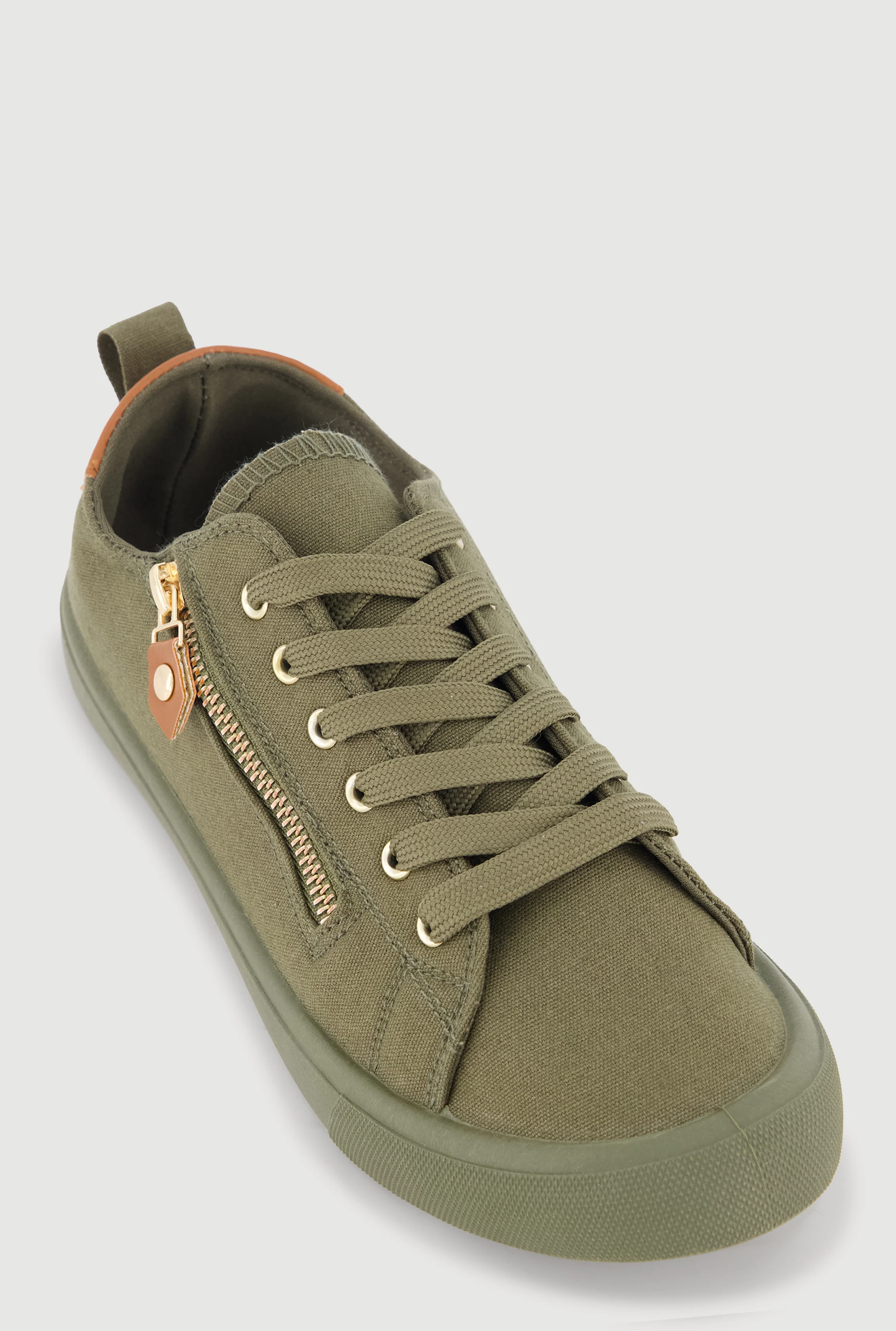 Zipper Detail Lace Up Sneakers