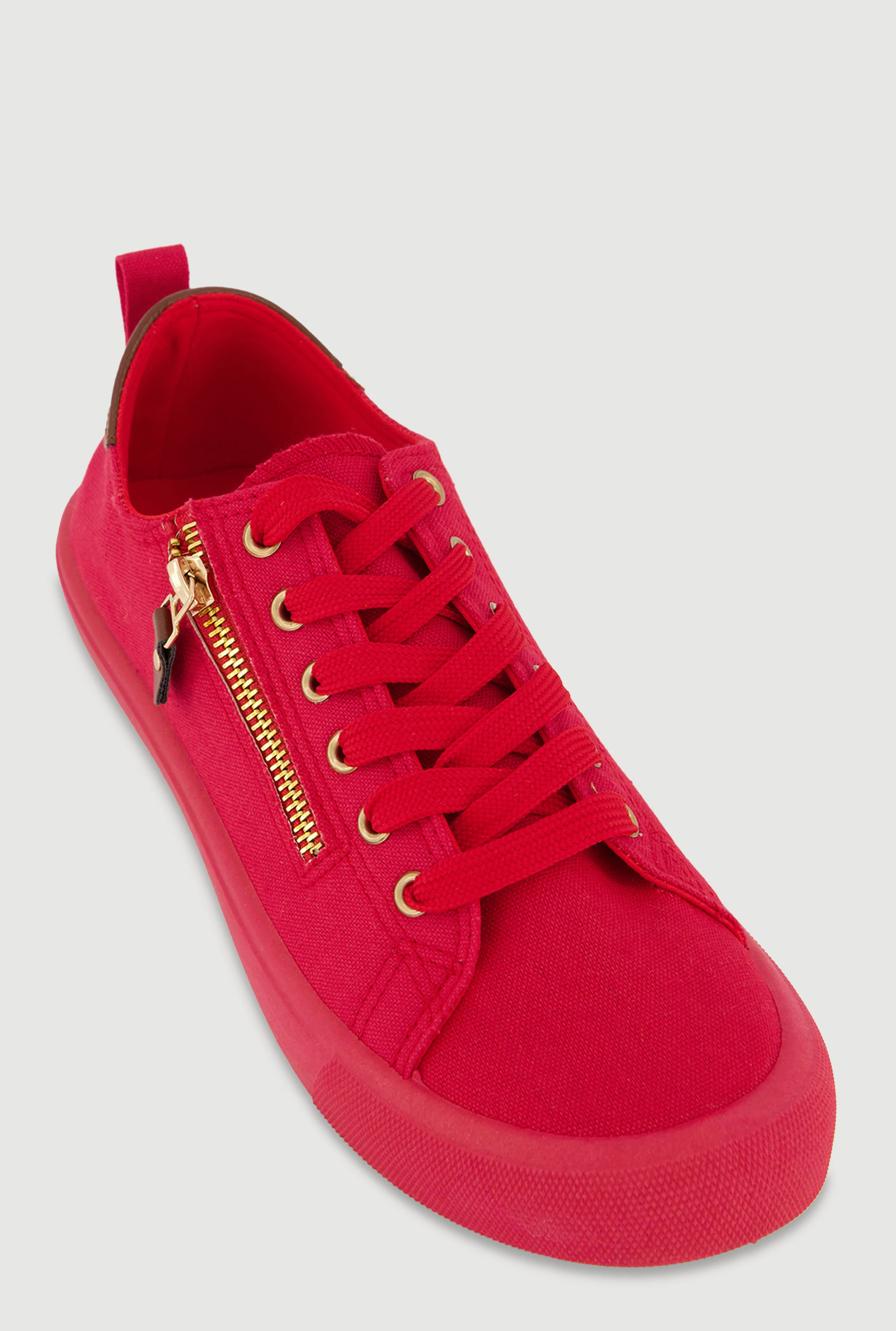 Zipper Detail Lace Up Sneakers